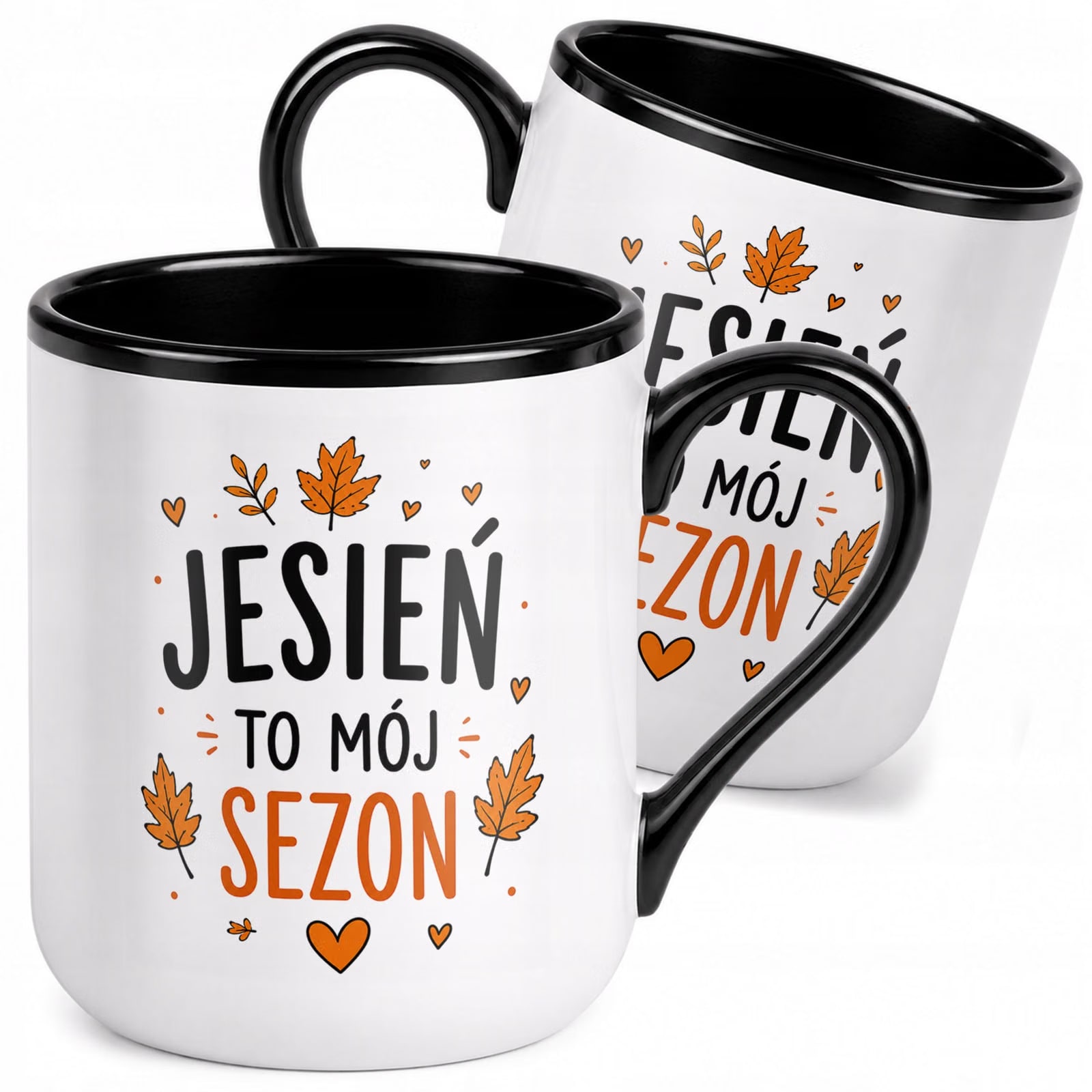 Kubek z nadrukiem Premium Czarny Jesienny Jesień Upominek Prezent