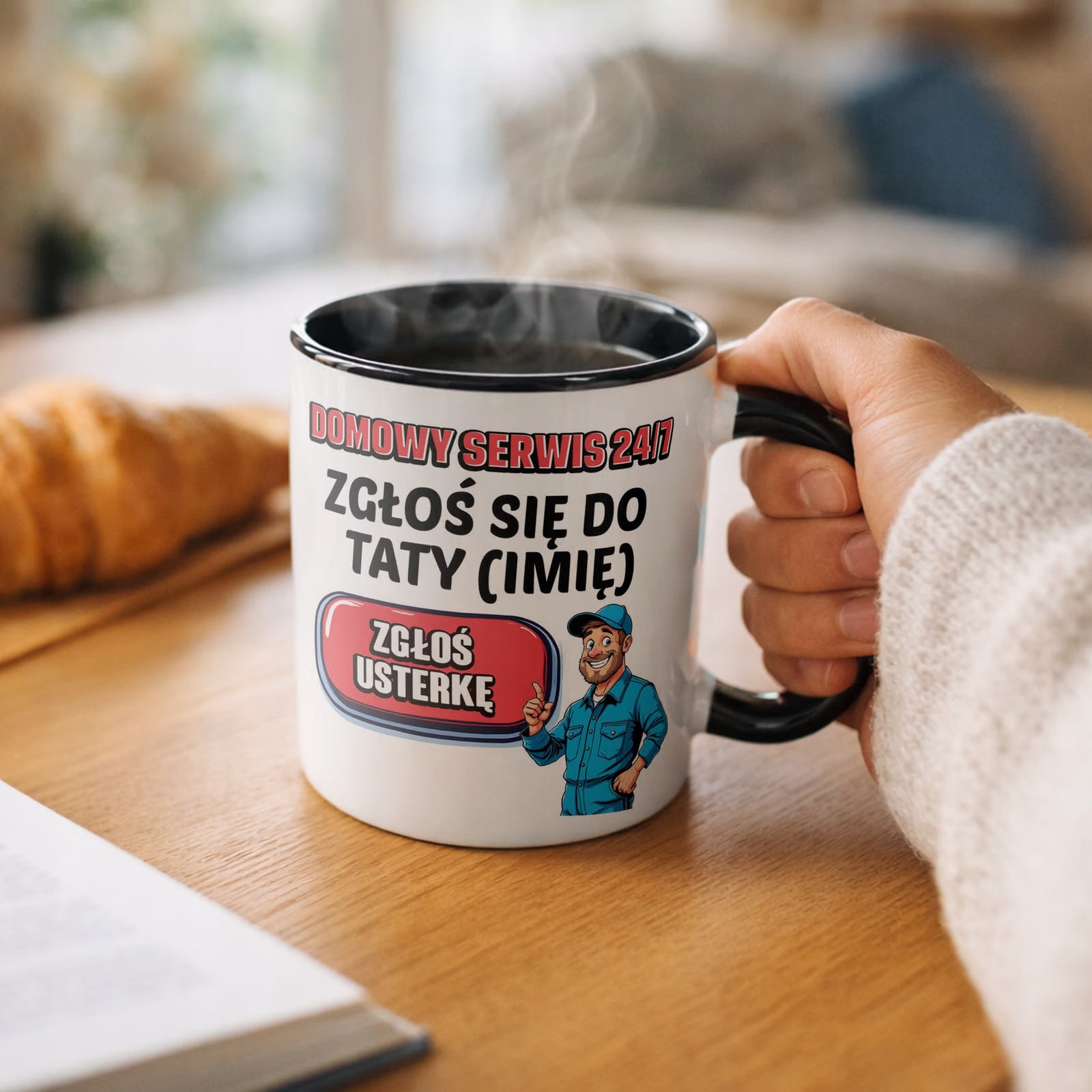 Kubek Czarny Personalizowany Dzień Ojca Zgłoś Się Do Taty Prezent