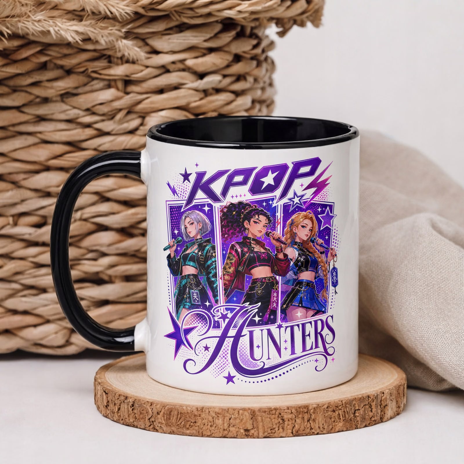 Kubek Czarny z nadrukiem ŁOWCZYNIE KPOP Dla Dzieci Prezent Upominek