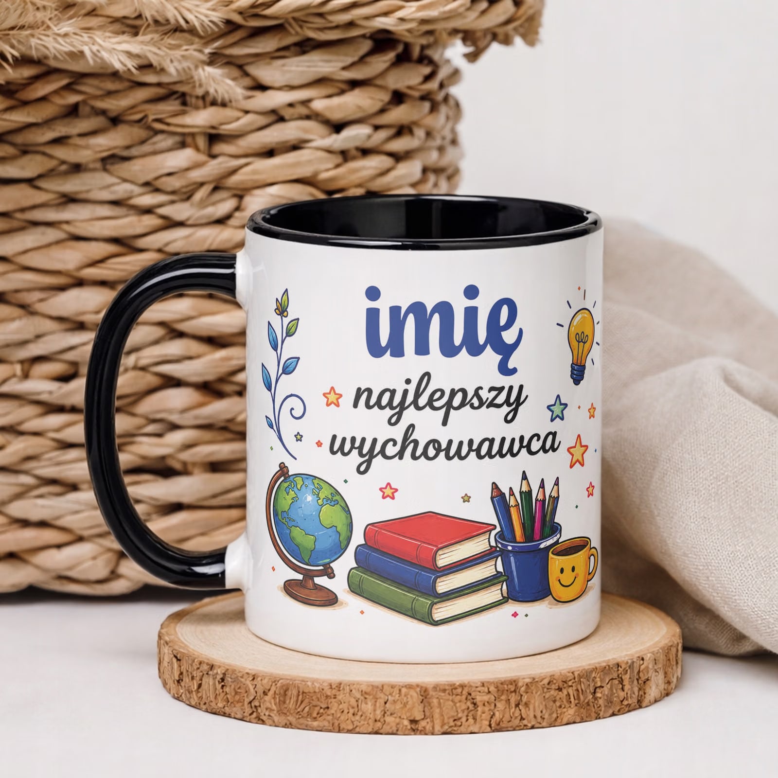Kubek Czarny z Imieniem Dzień Nauczyciela Dla Wychowawcy Prezent