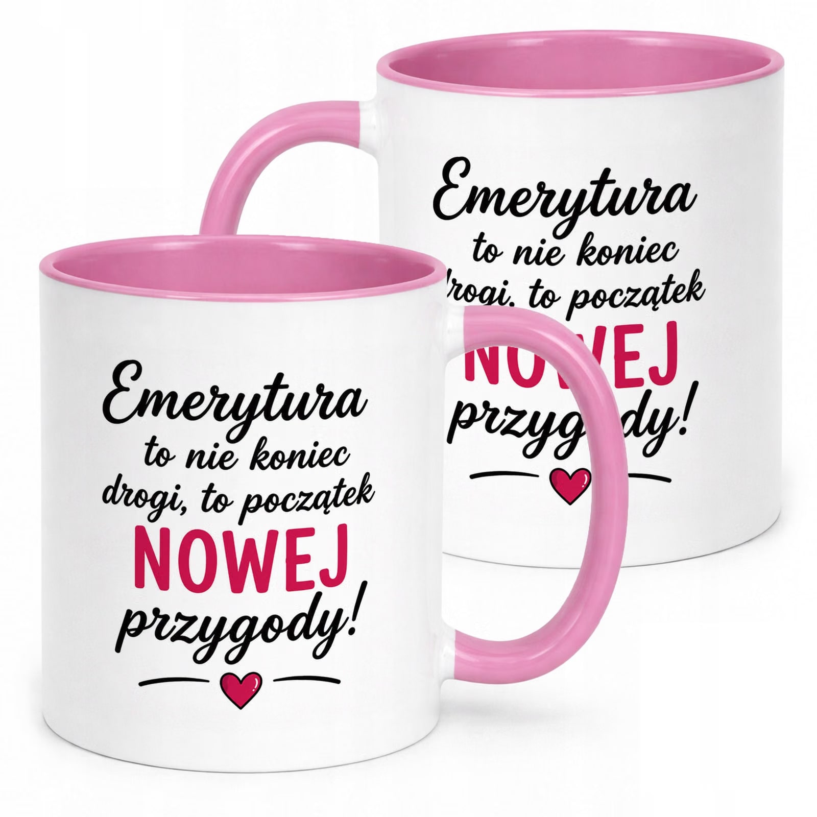 Kubek Różowy z nadrukiem Emerytura Dla Emerytki Upominek Prezent