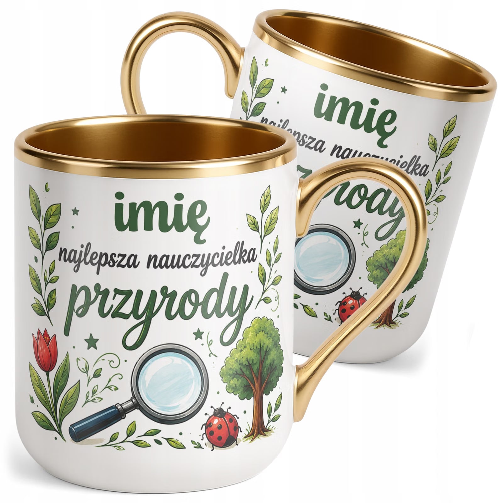 Kubek Premium Złoty z Imieniem Dzień Nauczyciela Przyroda Prezent