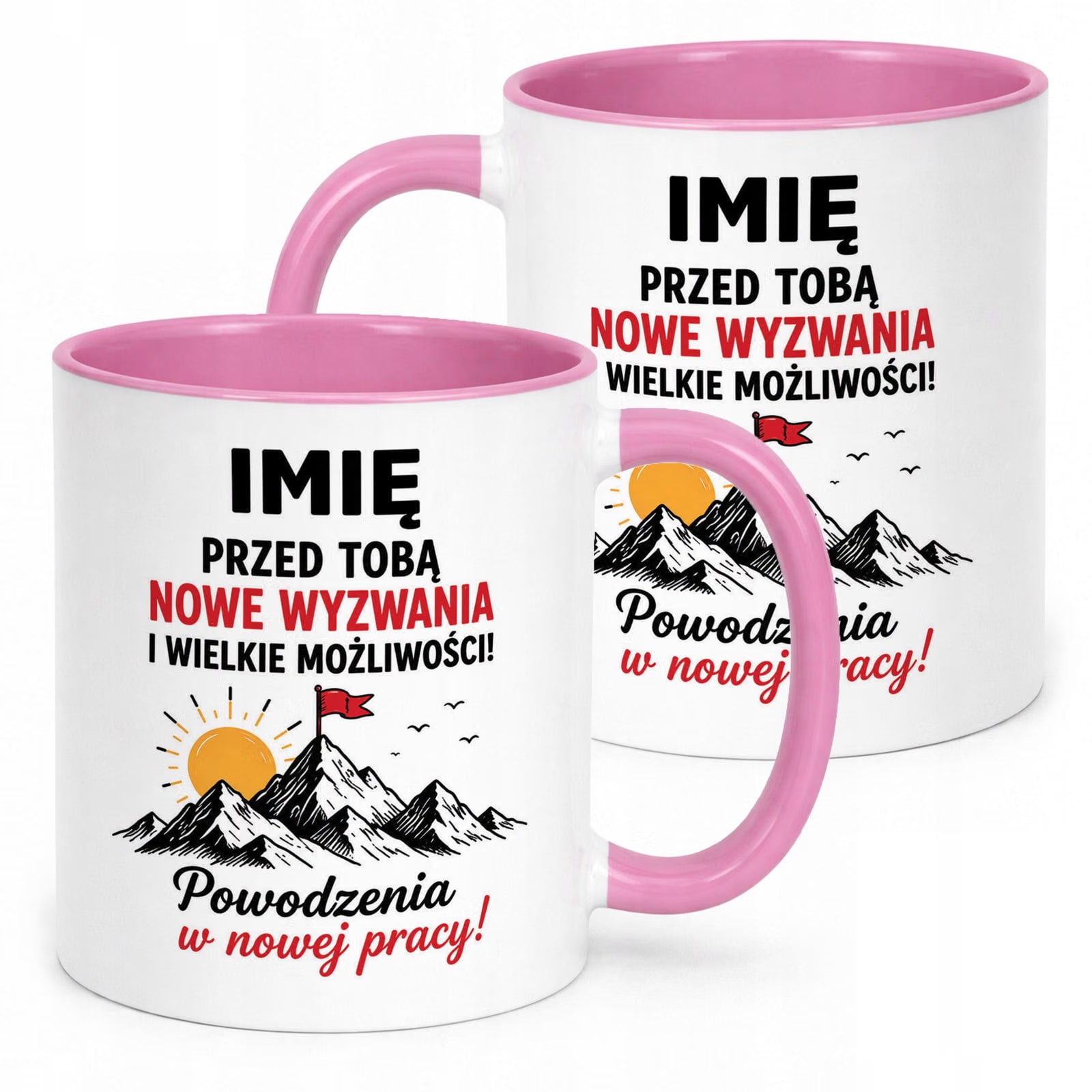 Kubek Różowy Personalizowany z Nadrukiem Pożegnanie Odejście z Pracy