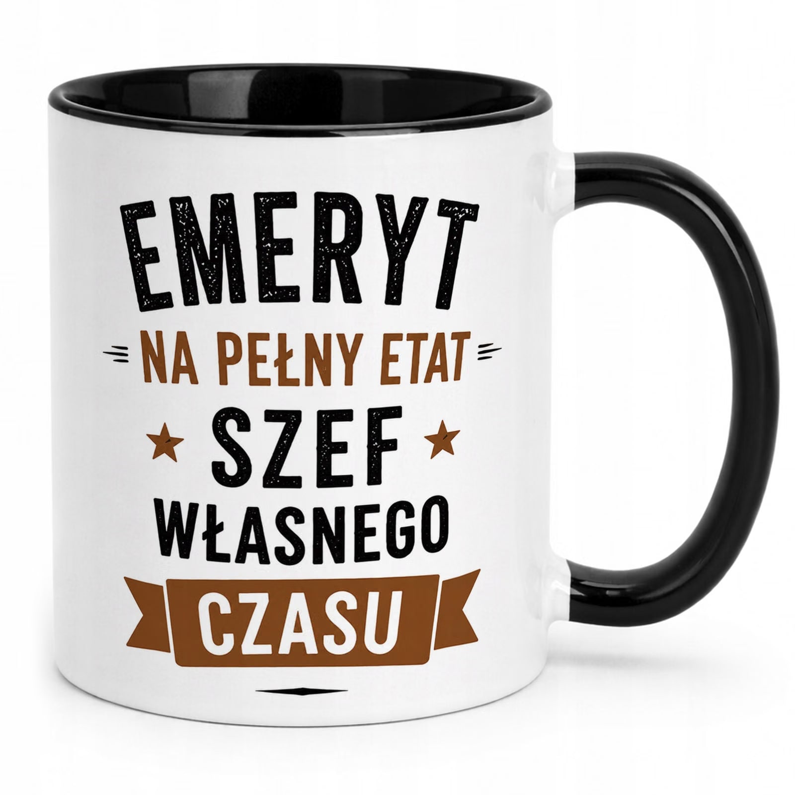 Kubek Czarny z nadrukiem Emerytura Dla Emeryta Upominek Prezent