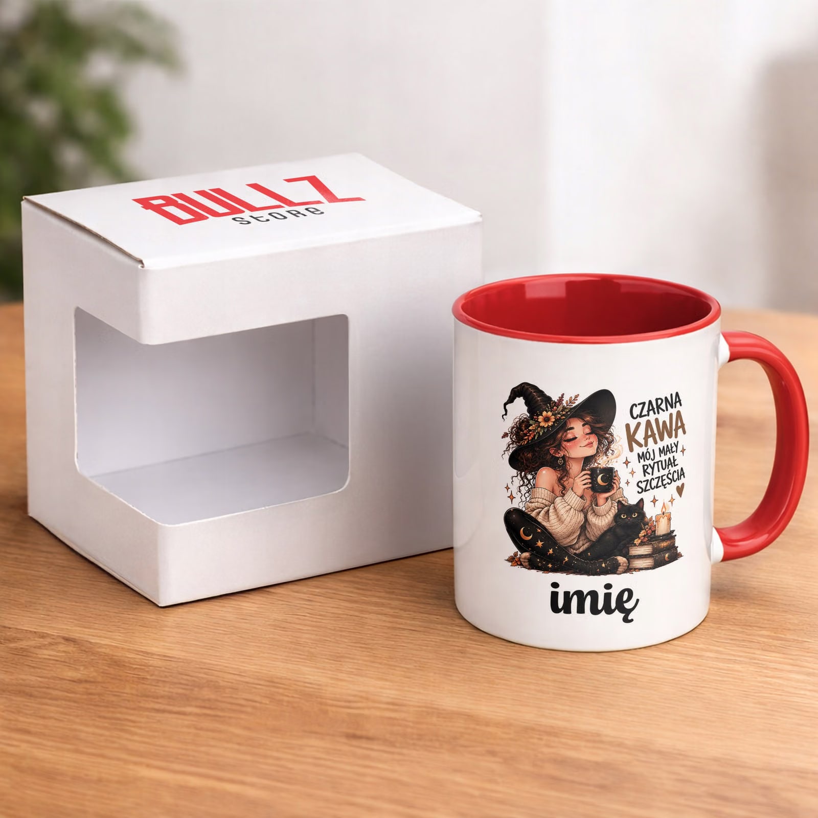 Kubek Czerwony Personalizowany z Nadrukiem Dla Kobiet Czarownica Wiedźma