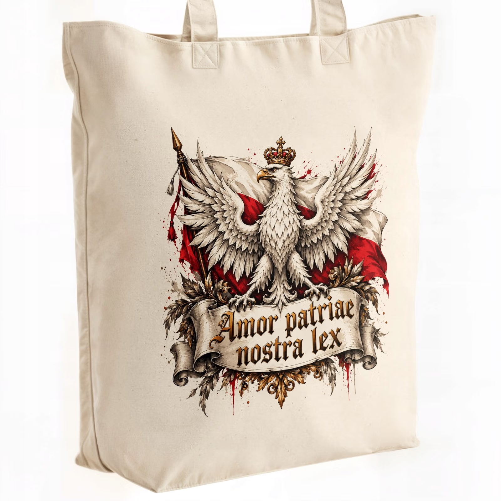 Torba shopper ecru premium patriotyczna święto niepodległości z nadrukiem