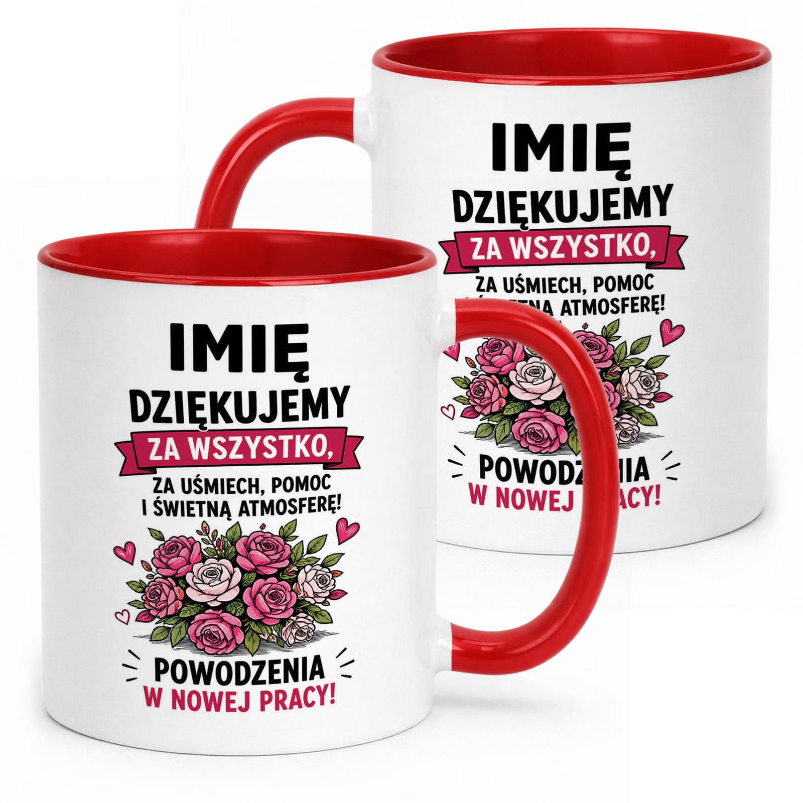 Kubek Czerwony Personalizowany z Nadrukiem Pożegnanie Odejście z Pracy