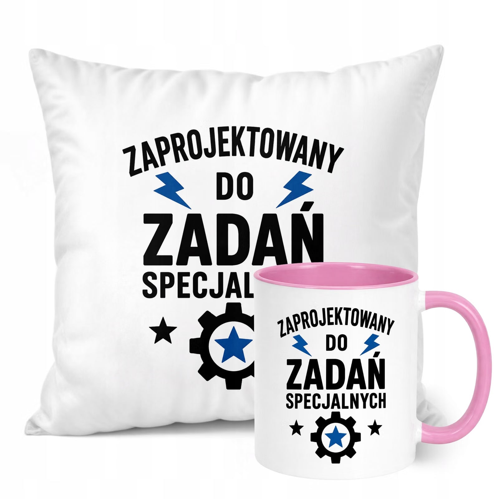 Zestaw Kubek Różowy Poduszka Dzień Chłopaka Z Nadrukiem Prezent