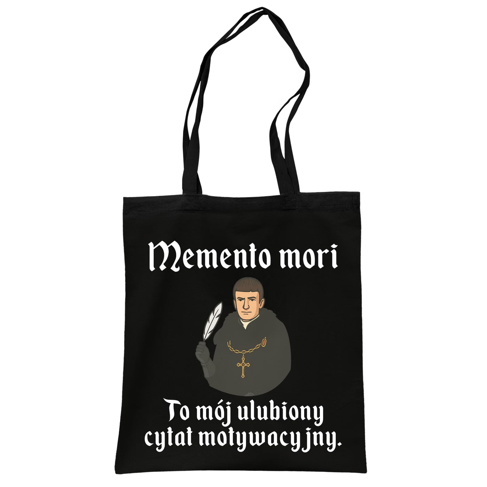 Torba bawełniana czarna na zakupy 1670 Memento Mori Cytat Motywacyjny