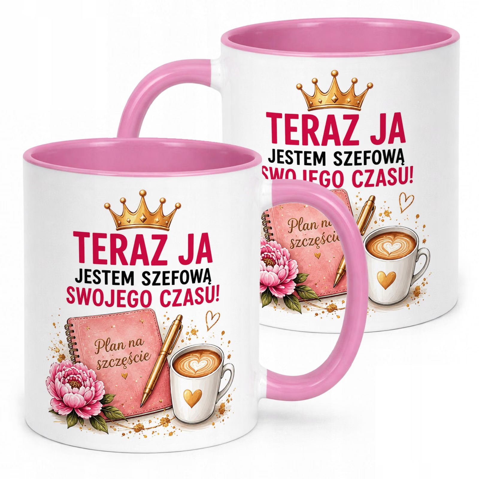 Kubek Różowy z nadrukiem Emerytura Dla Emerytki Upominek Prezent
