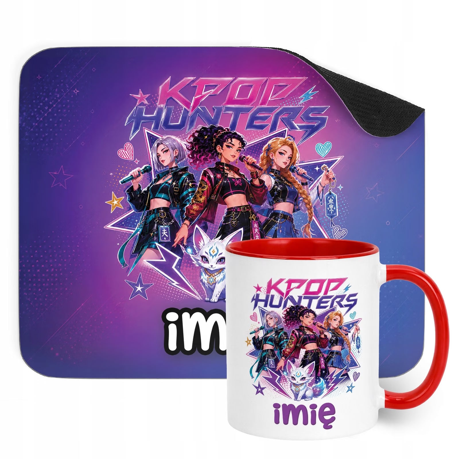 Zestaw personalizowany Kubek Czerwony Podkładka pod mysz Łowczynie Kpop