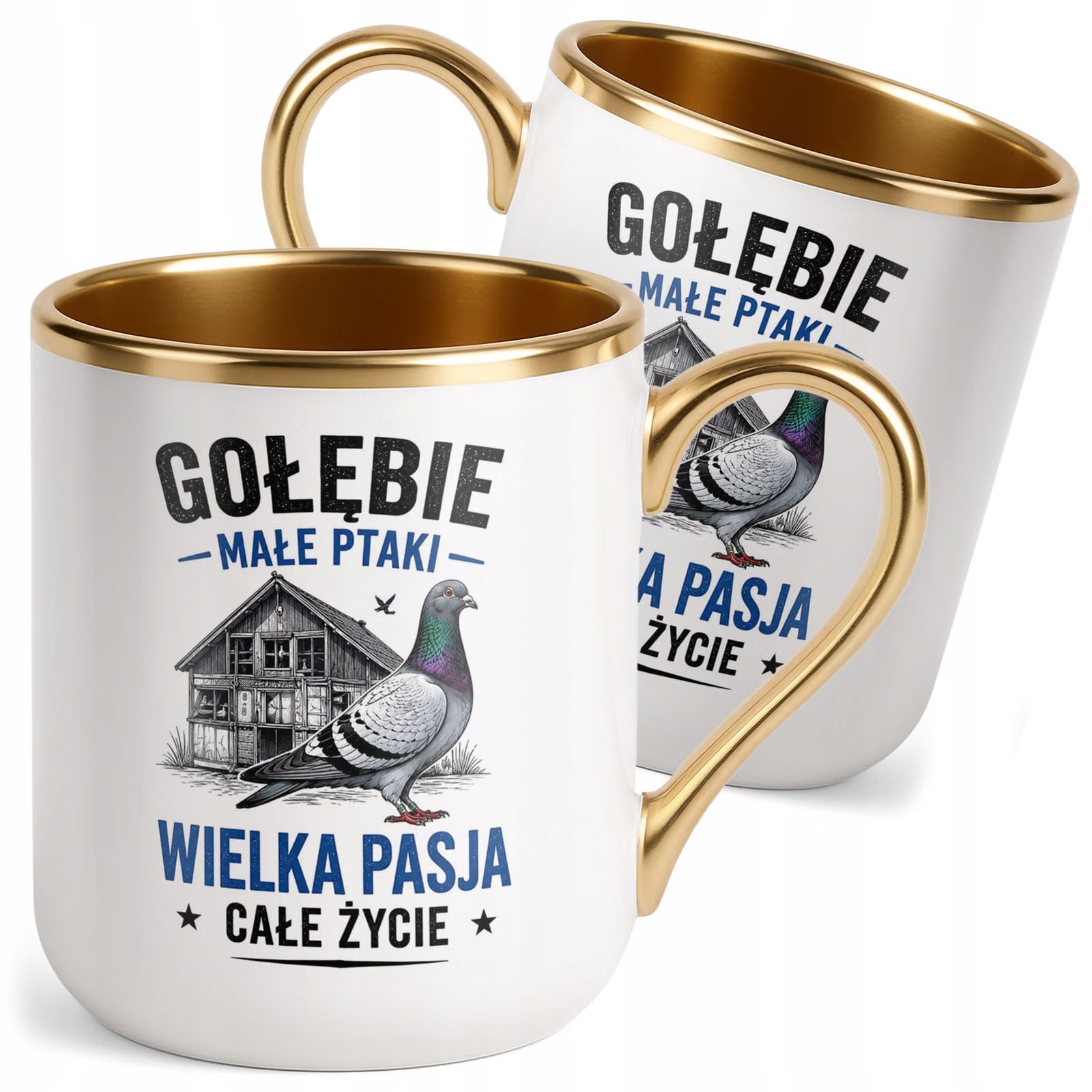 Kubek z nadrukiem Premium Złoty Dla Gołębiarza Hodowcy Gołębi Prezent