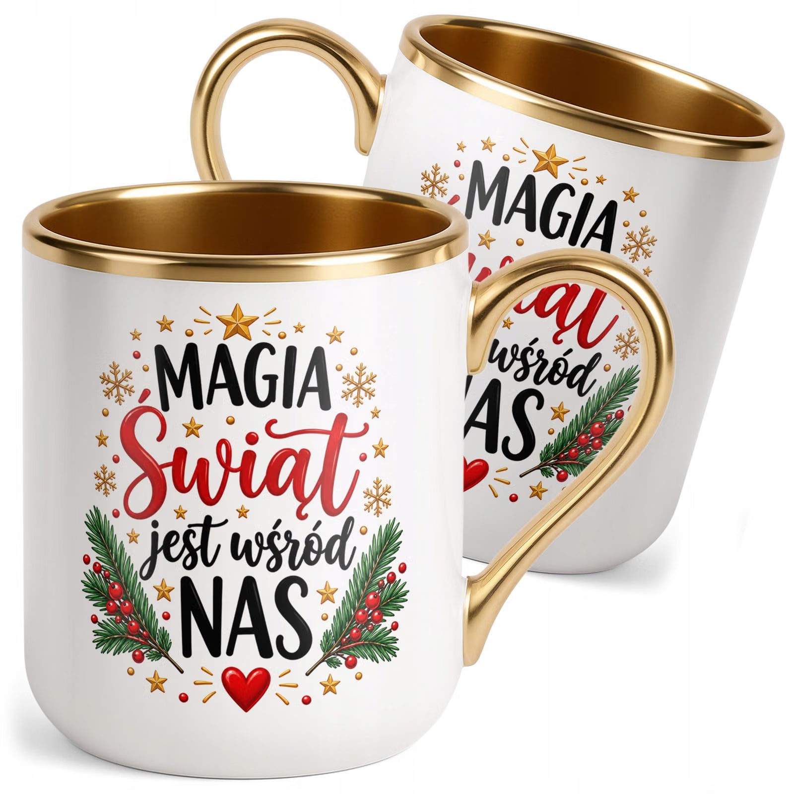Kubek Premium Złoty Boże Narodzenie Mikołajki Magia Świąt Prezent