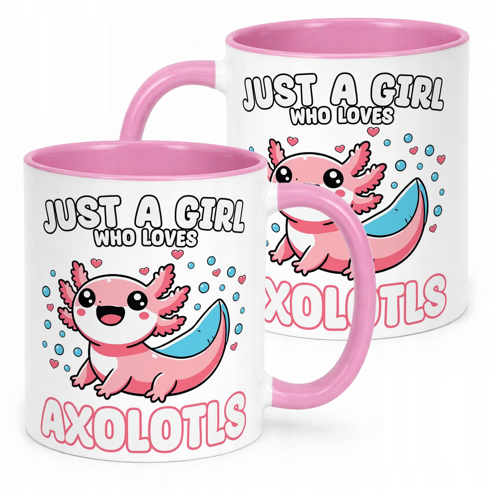 Różowy kubek 330ml nadruk Aksolotl Axolotl Pixel Gra Różowy Zwierzak HIT