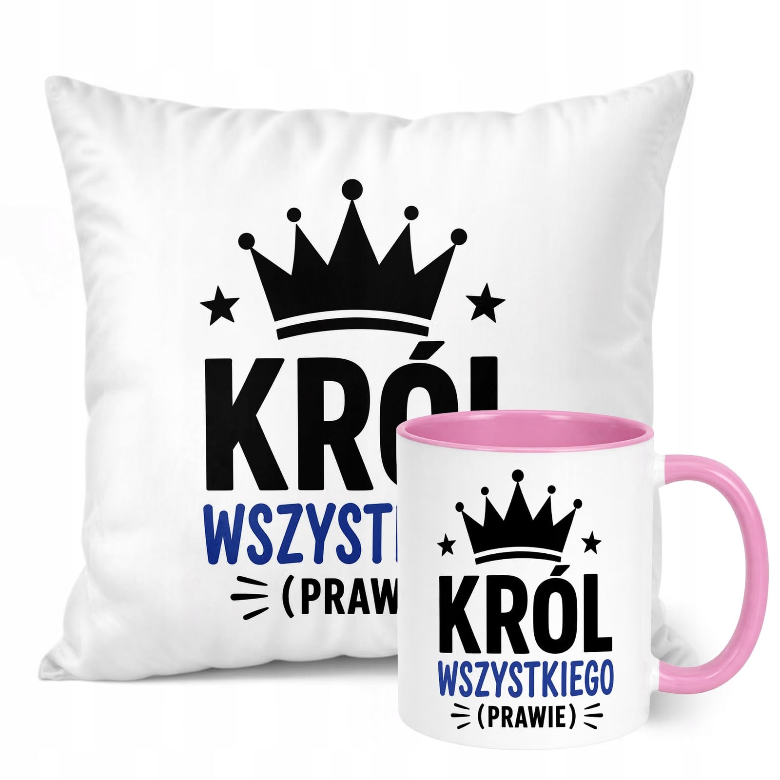 Zestaw Kubek Różowy Poduszka Dzień Chłopaka Z Nadrukiem Prezent