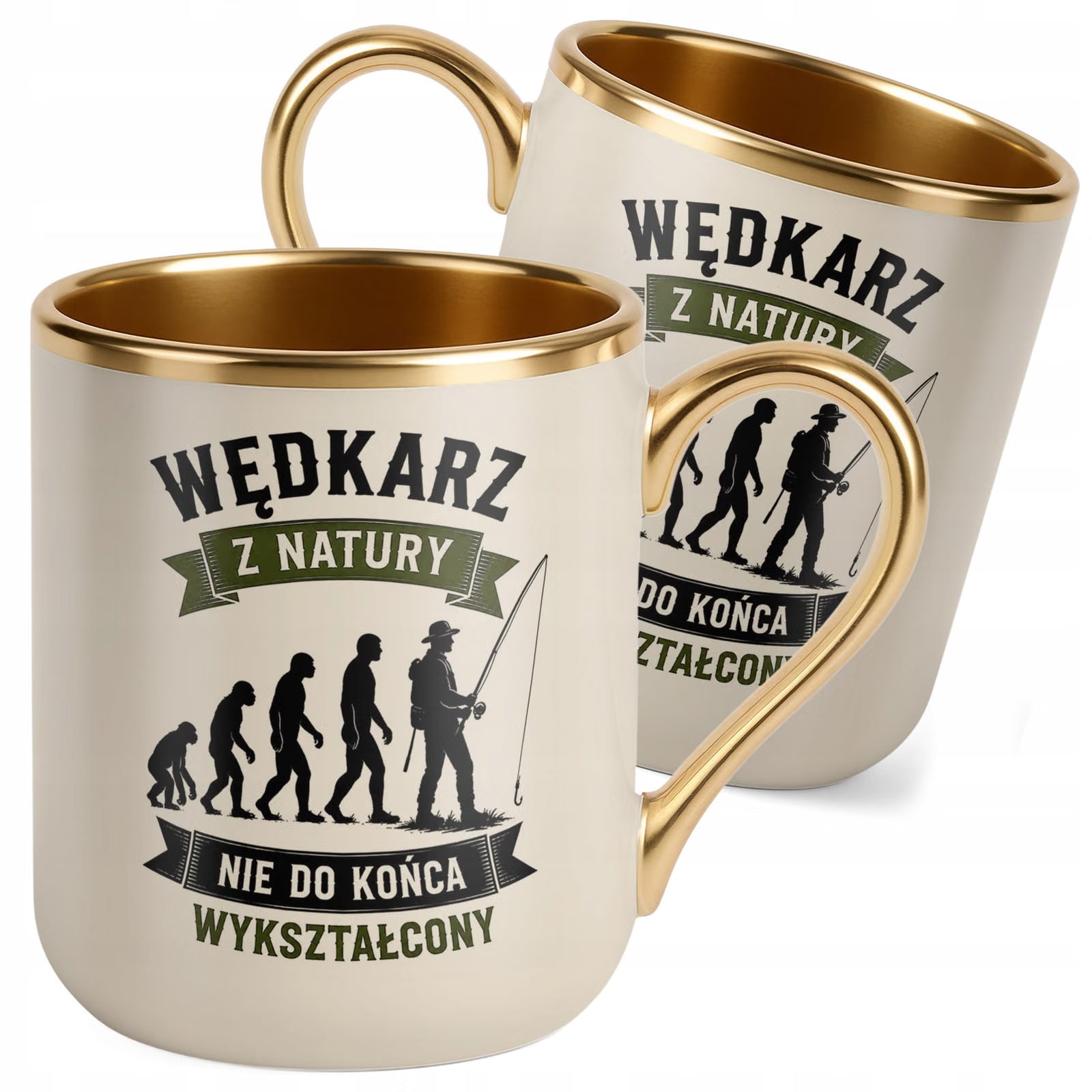 Kubek z nadrukiem Premium Złoty Ecru Dla Wędkarza Rybaka Prezent