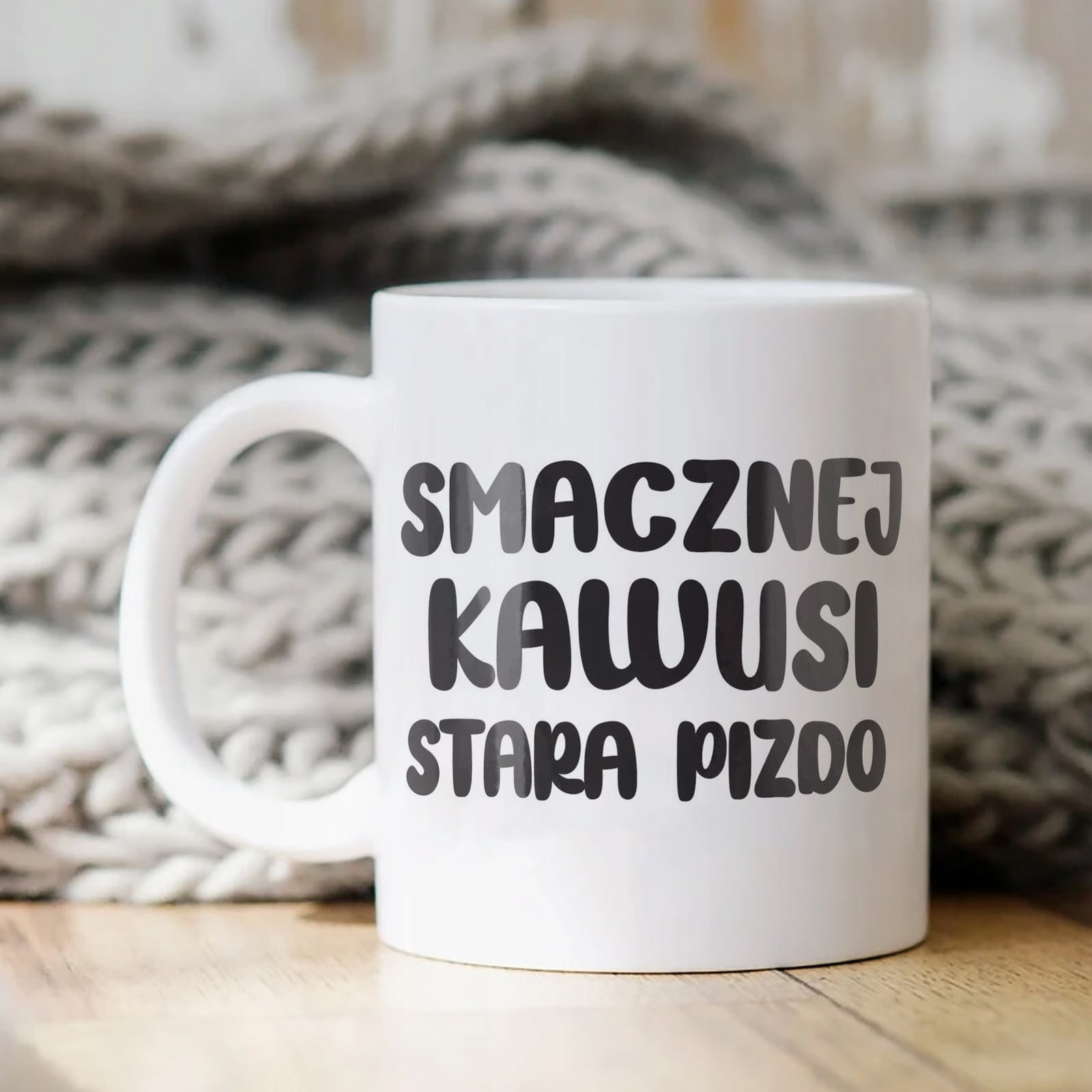 Kubek ceramiczny Smacznej Kawusi Stara Piz*o Śmieszny Zabawny Prezent