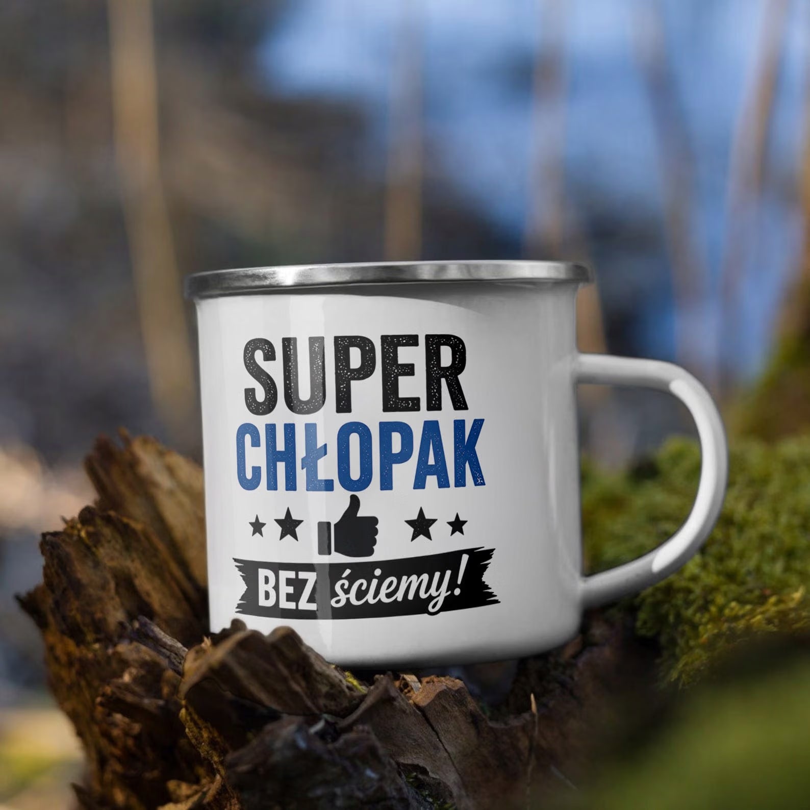 Zestaw Kubek Emaliowany Poduszka Dzień Chłopaka Z Nadrukiem