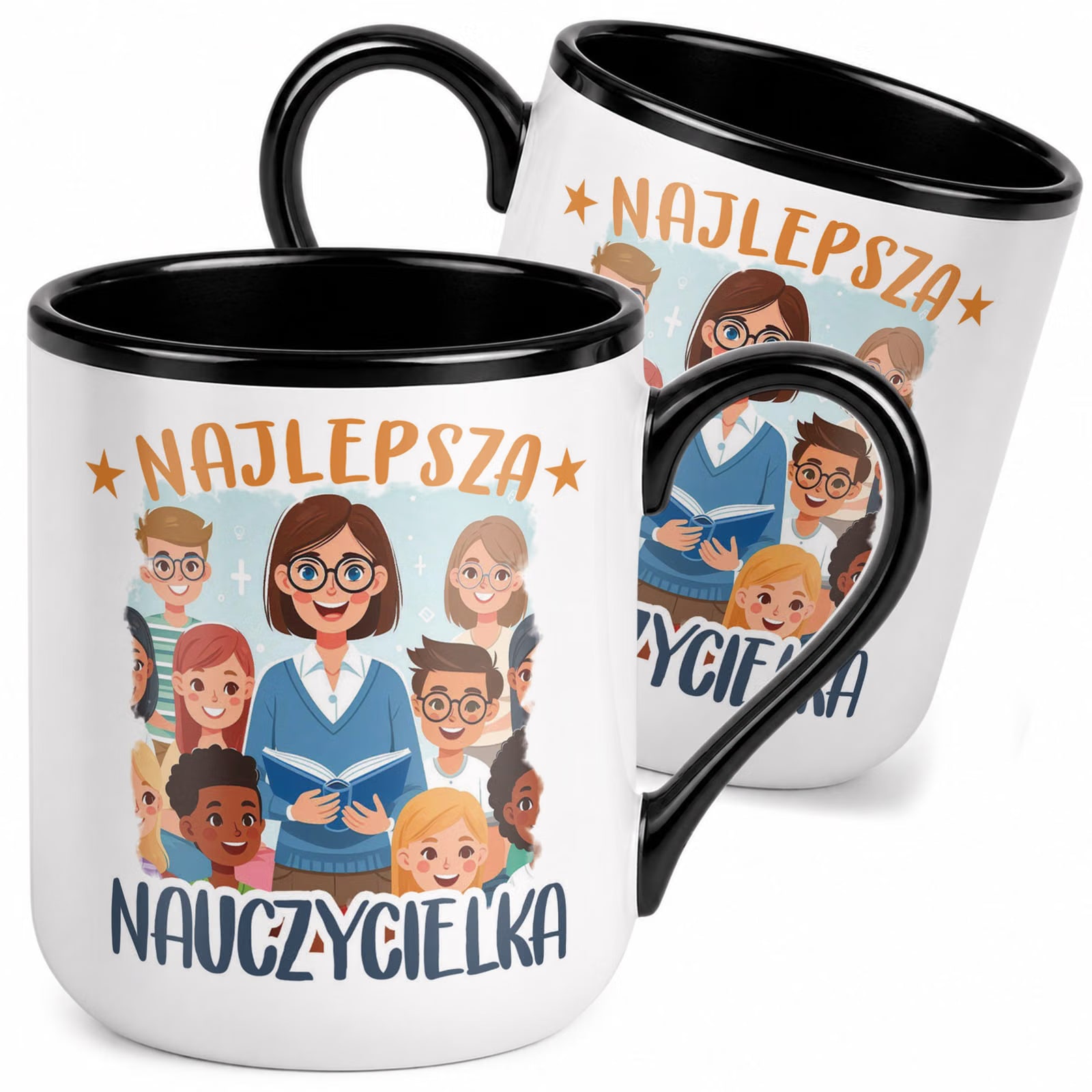 Kubek z nadrukiem Premium Czarny Dzień Nauczyciela Dla Nauczycielki Prezent