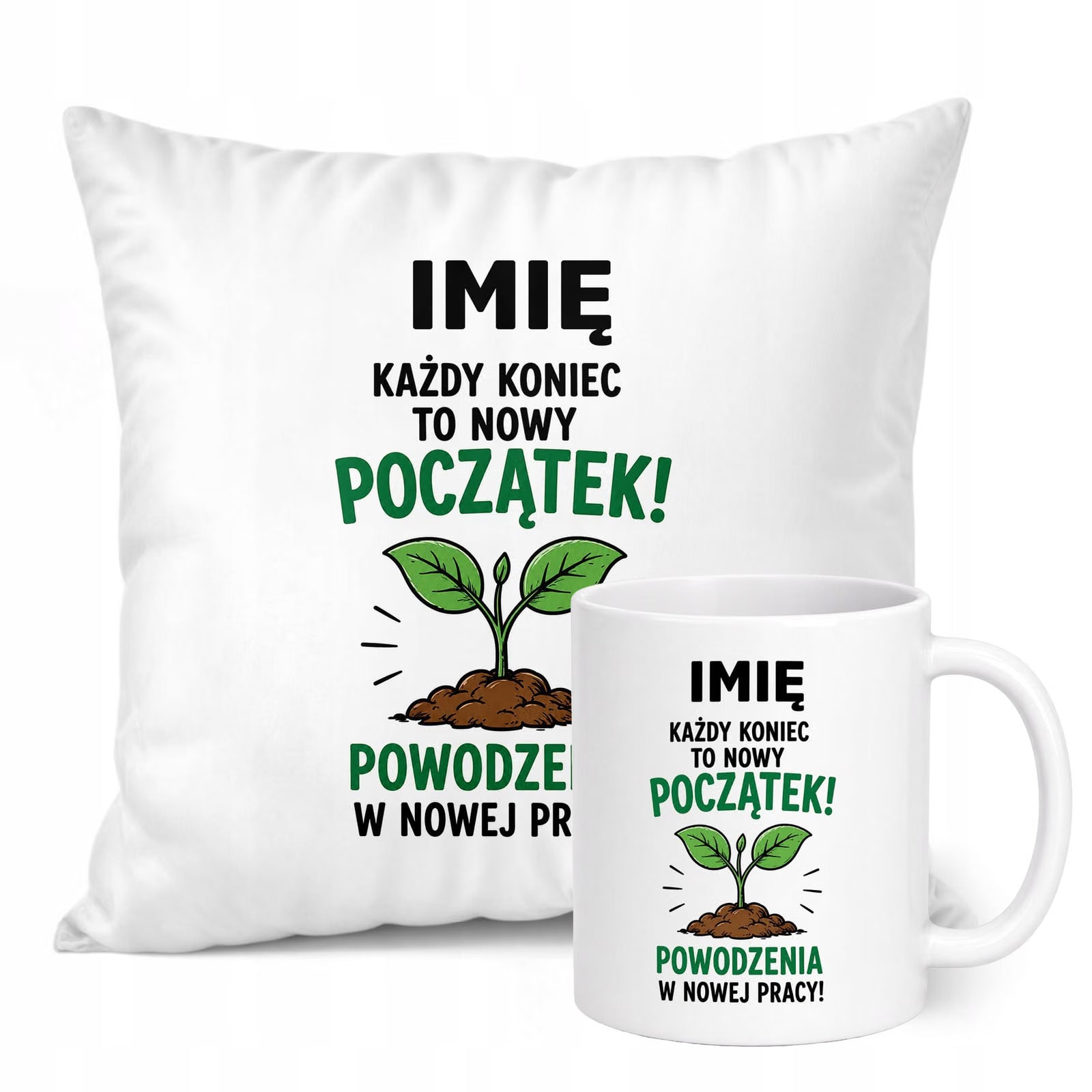 Zestaw Personalizowany Kubek Biały Poduszka Odejście z Pracy Prezent