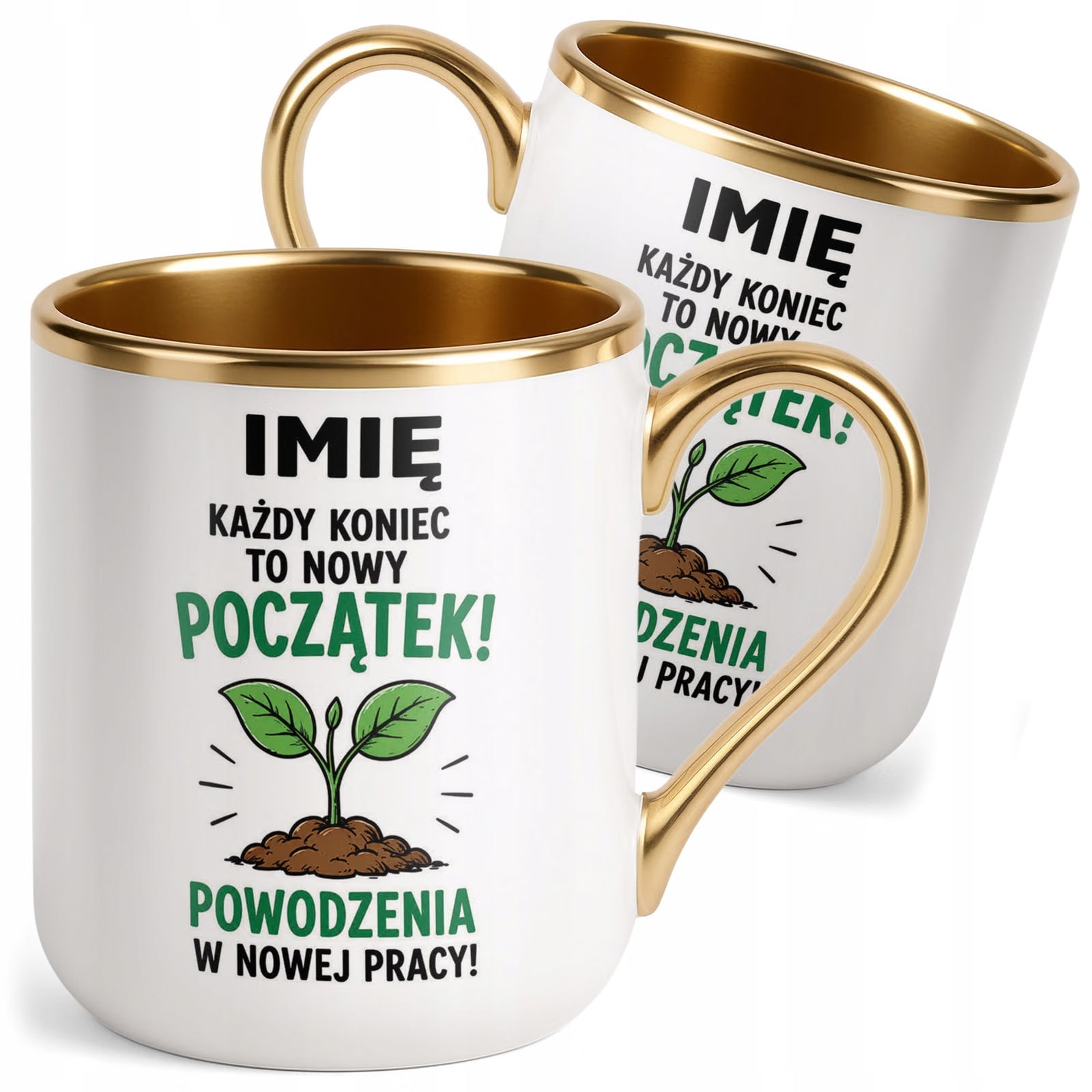 Kubek Personalizowany z nadrukiem Premium Złoty Odejście z Pracy