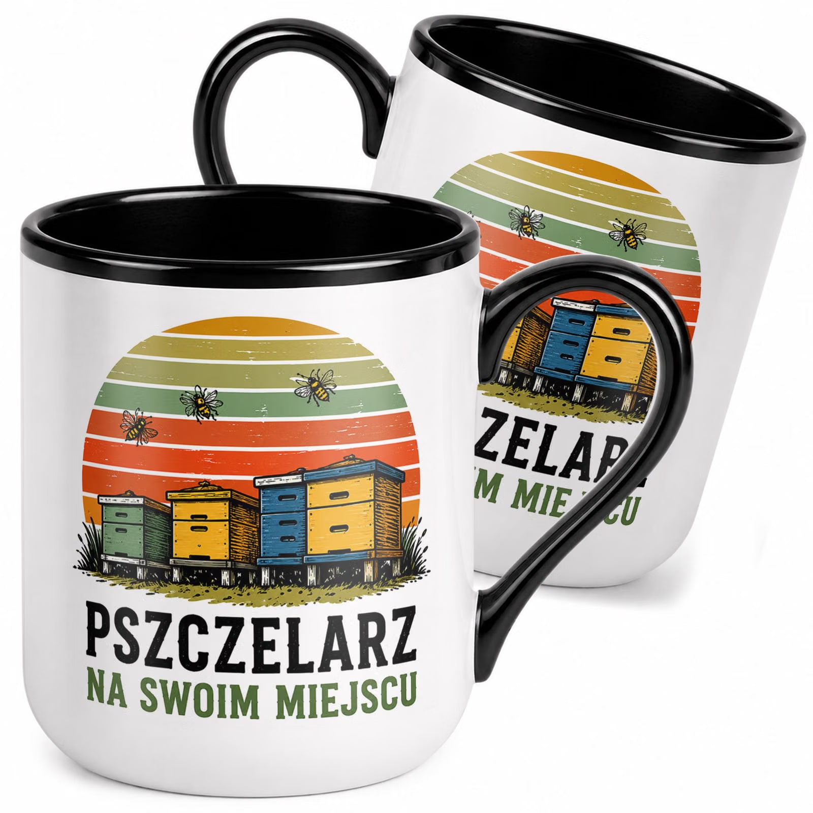 Kubek z nadrukiem Premium Czarny Dla Pszczelarza Szef Pasieki Prezent