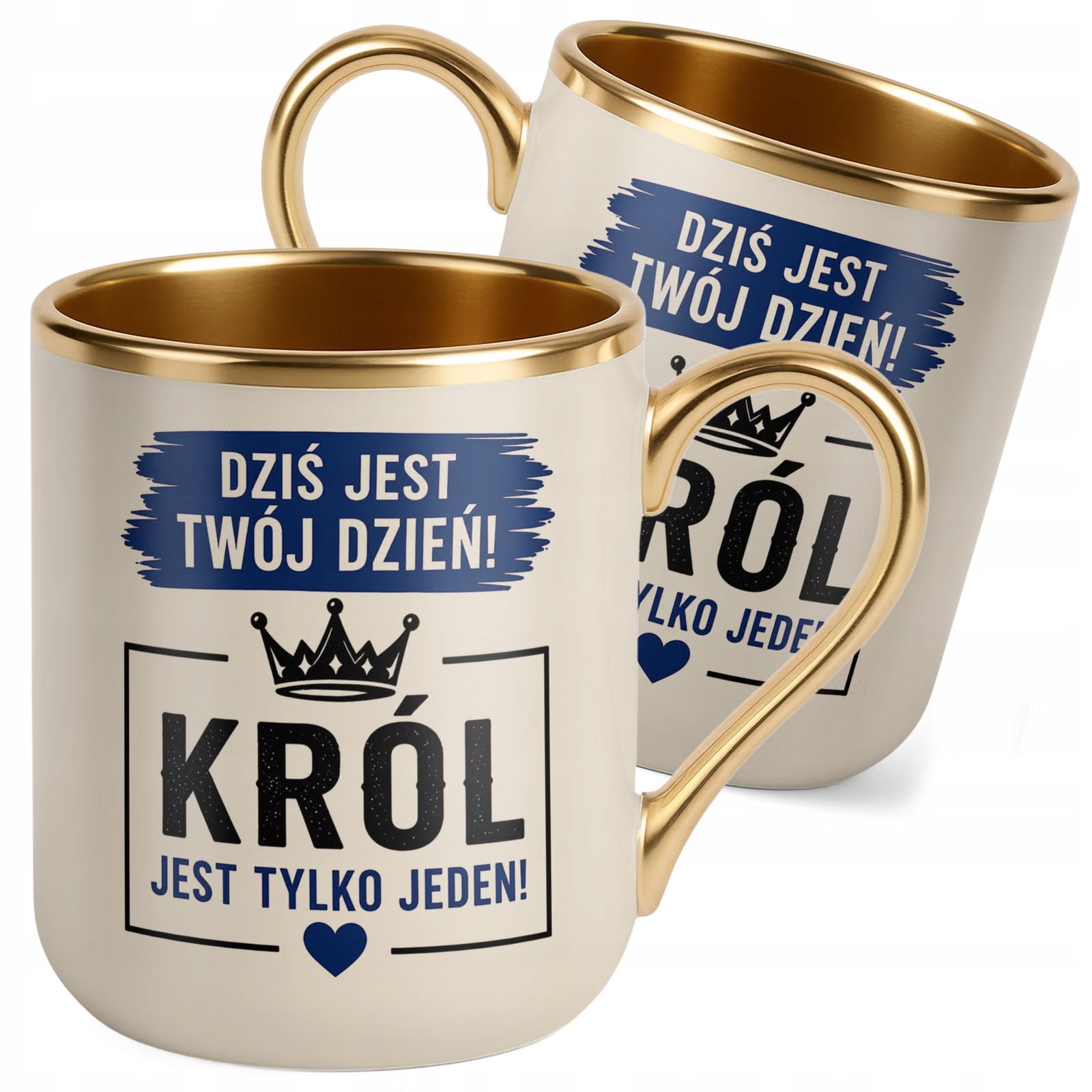 Kubek z nadrukiem Premium Złoty Ecru Dzień Chłopaka Mężczyzny Prezent