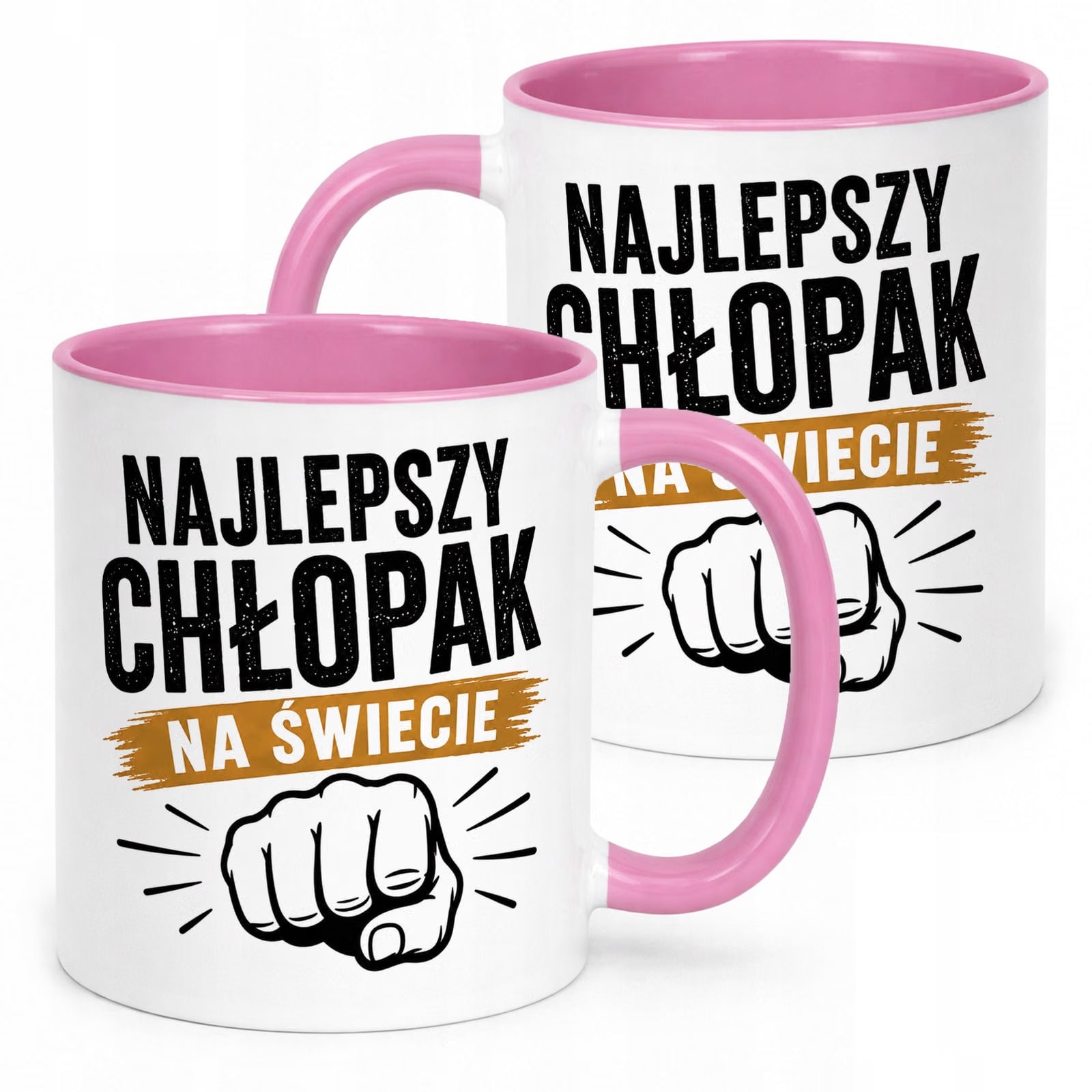 Różowy Kubek z nadrukiem Dzień Chłopaka Mężczyzny Upominek Prezent