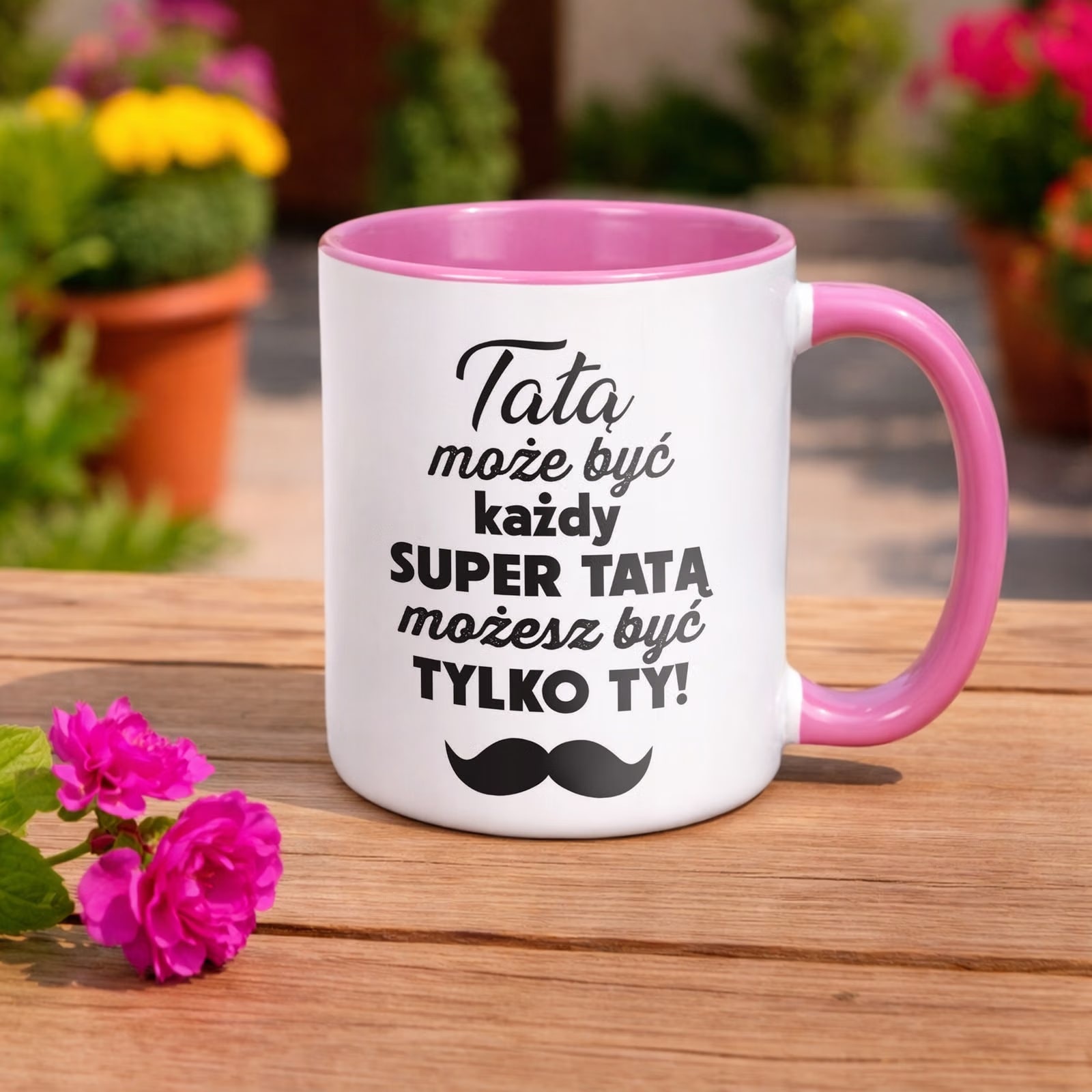 Kubek Różowy Dzień Ojca Dla Taty Tatą Może Być Każdy Prezent