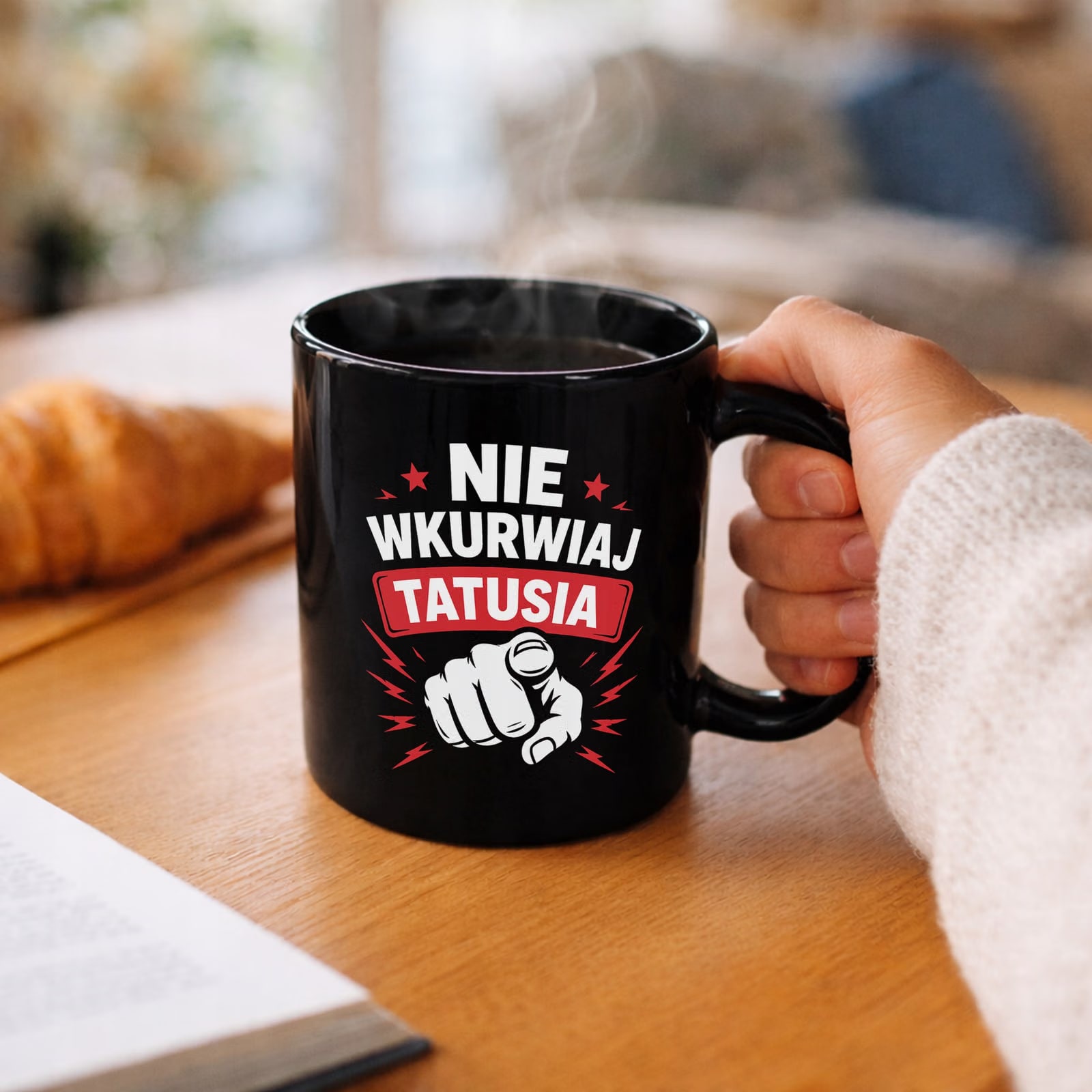 Kubek czarny dla taty prezent na Dzień Ojca upominek od serca dla tatusia