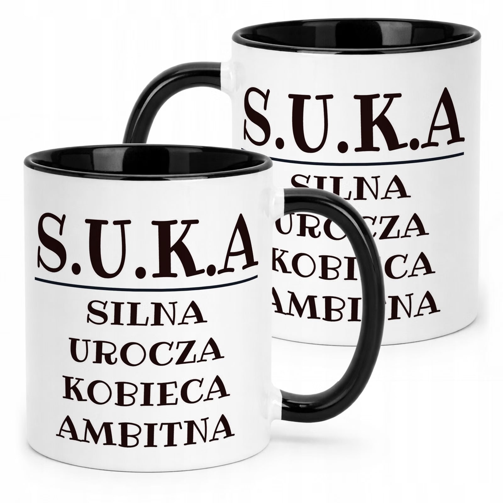 Kubek Czarny S.U.K.A Dla Kobiety Śmieszny Zabawny Prezent