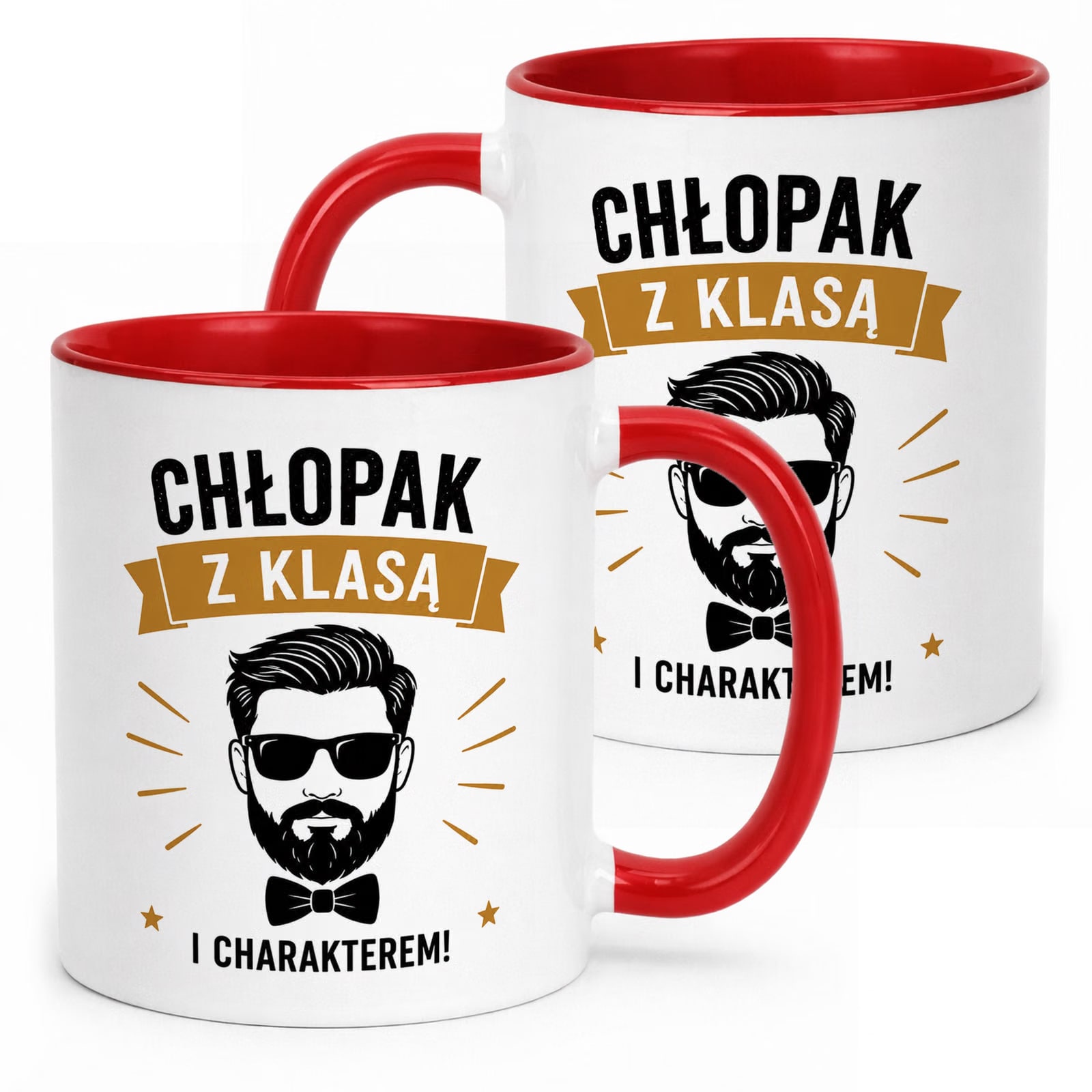 Czerwony Kubek z nadrukiem Dzień Chłopaka Mężczyzny Upominek Prezent
