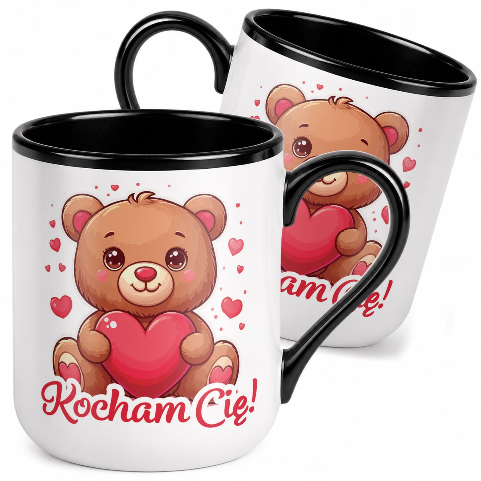 Kubek z nadrukiem Premium Czarny Walentynki Kocham Cię Upominek Prezent