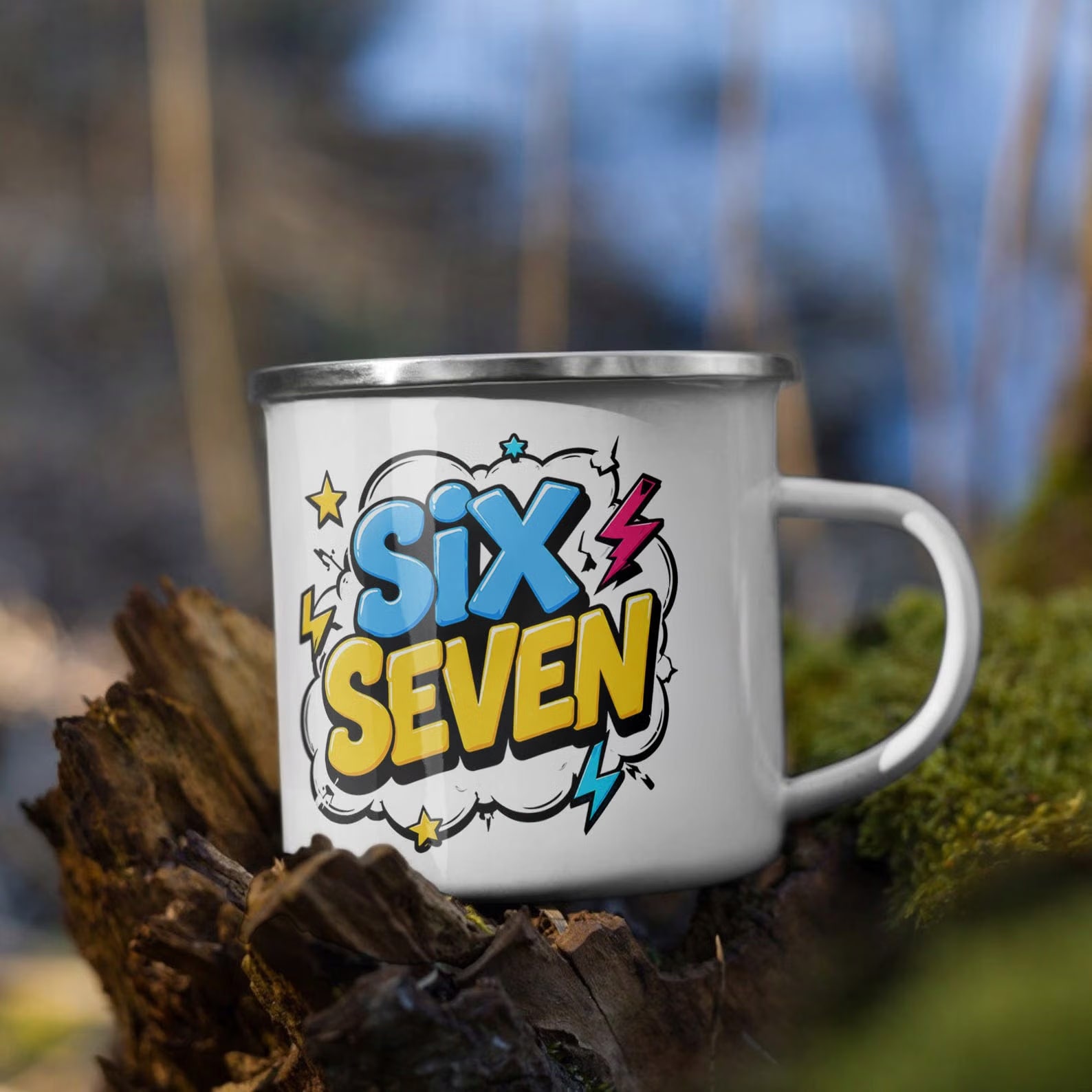 Zestaw Kubek Emaliowany Poduszka Z Nadrukiem SIX SEVEN Prezent