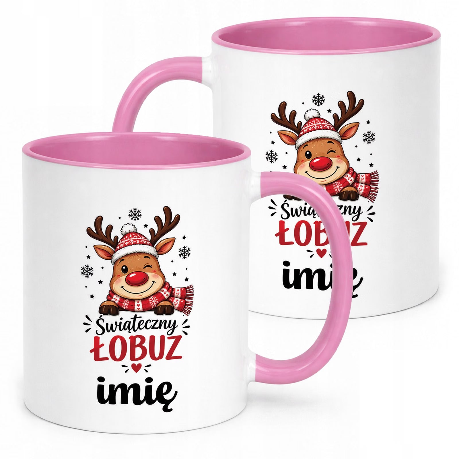 Kubek Różowy Personalizowany z Nadrukiem Boże Narodzenie Święta Prezent