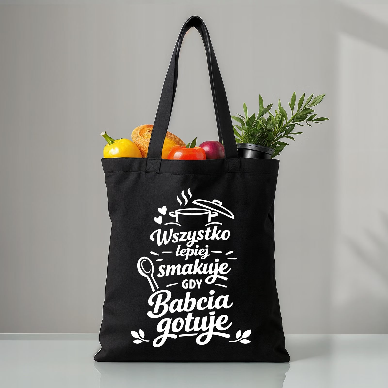 Torba bawełniana czarna Dzień Babci Prezent Upominek