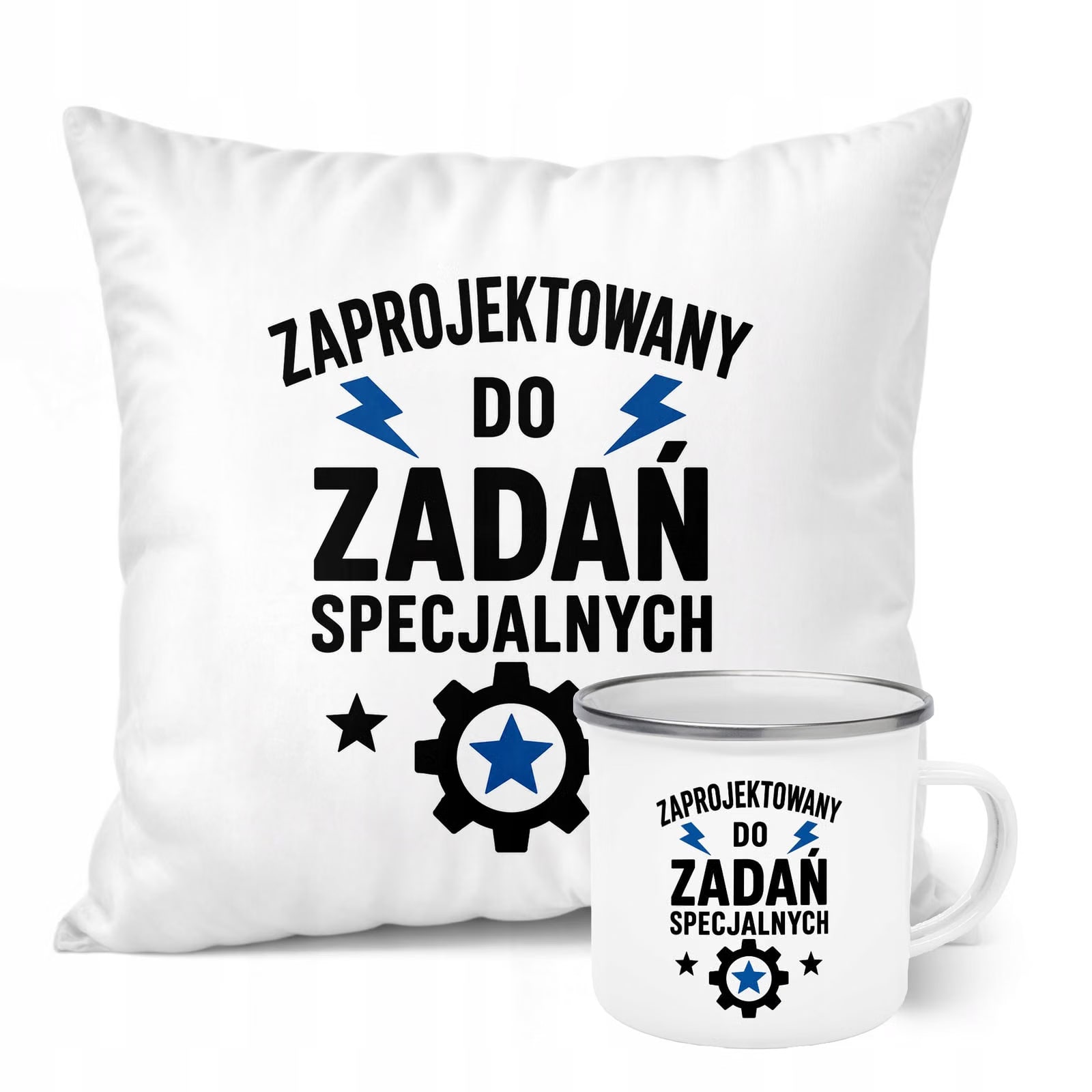 Zestaw Kubek Emaliowany Poduszka Dzień Chłopaka Z Nadrukiem