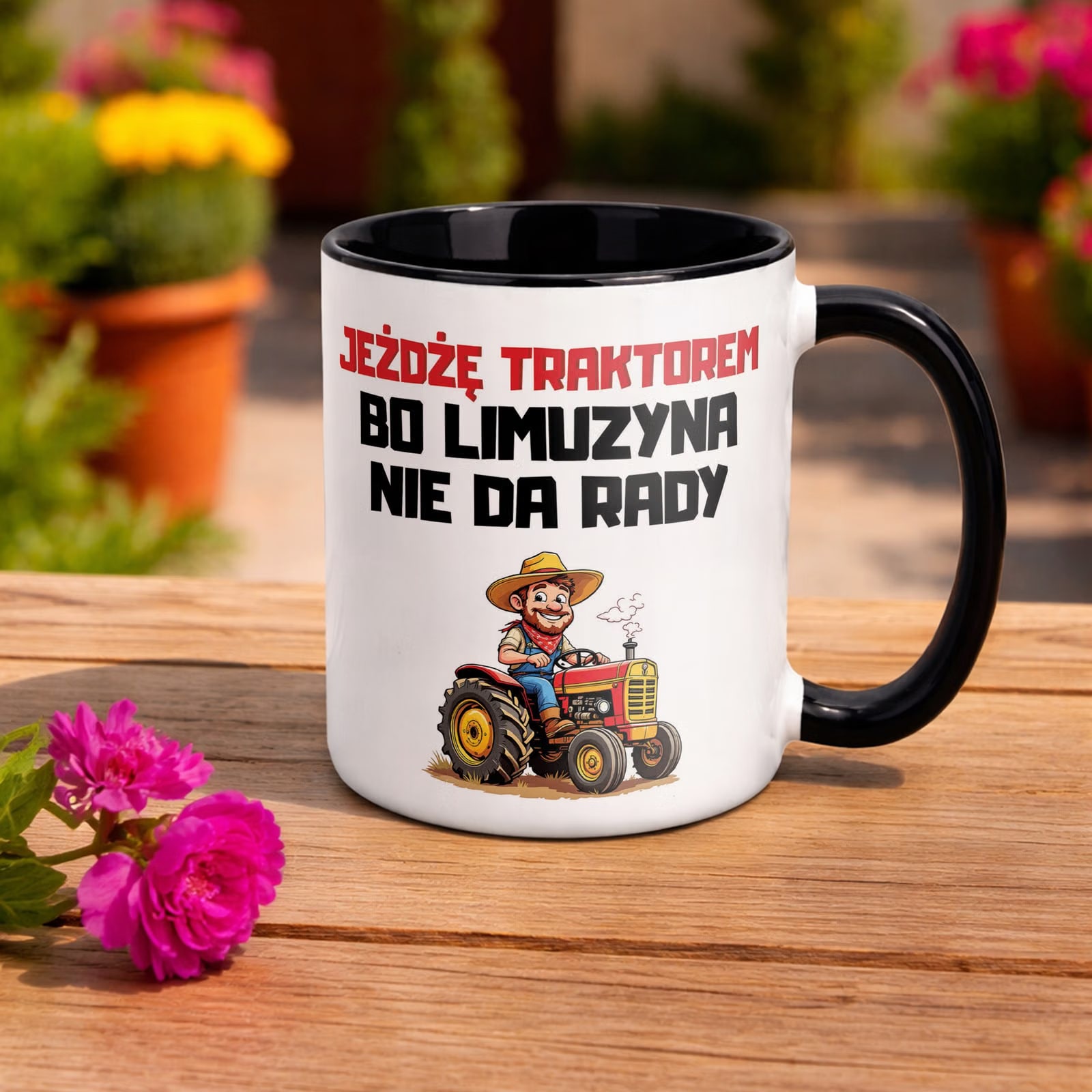 Kubek Czarny Rolnik Dla Rolnika Traktor Zabawny Prezent Upominek