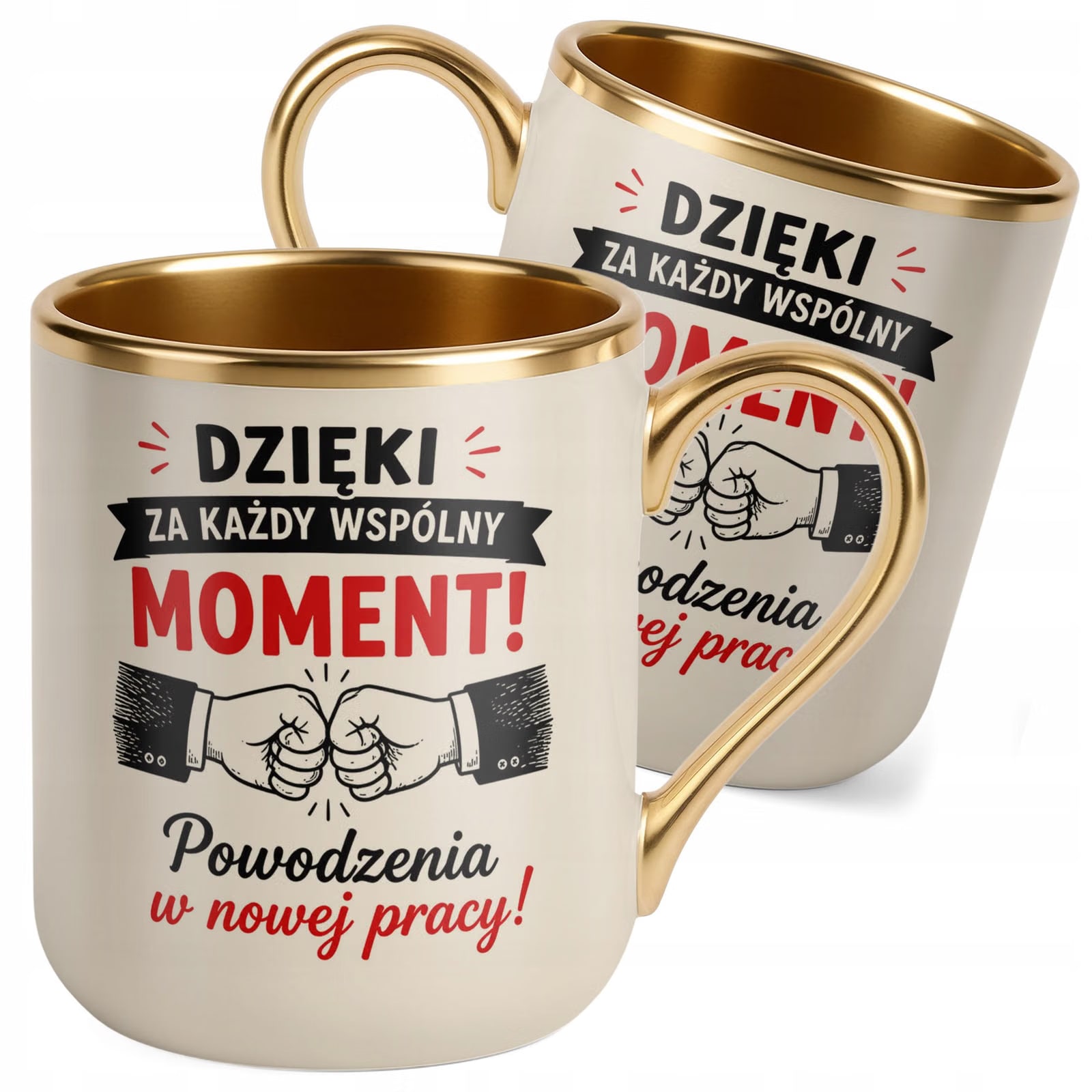Kubek z nadrukiem Premium Złoty Ecru Pożegnanie Odejście z Pracy