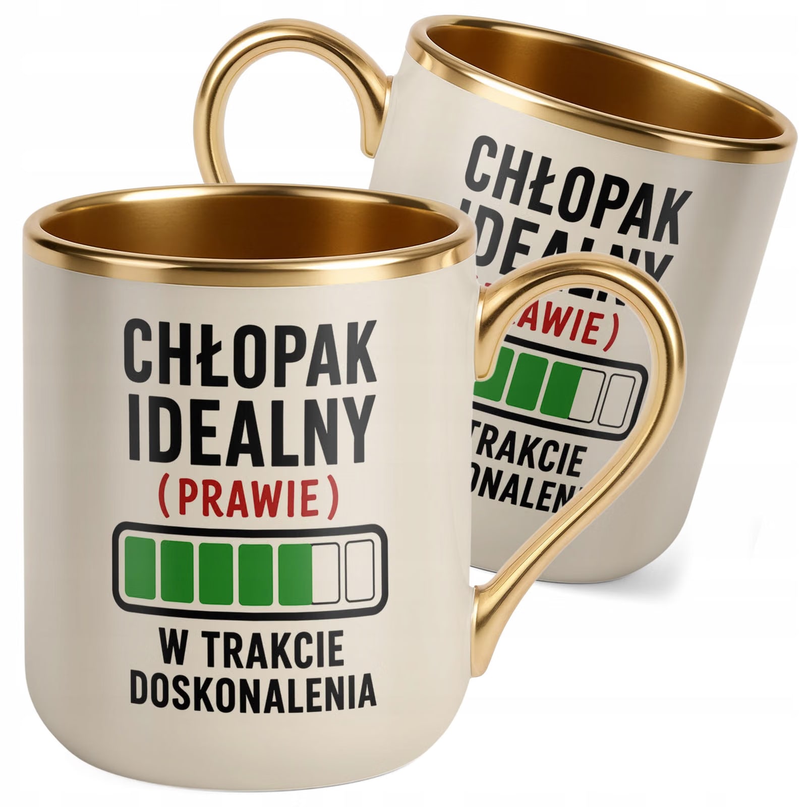 Kubek z nadrukiem Premium Złoty Ecru Dzień Chłopaka Mężczyzny Prezent