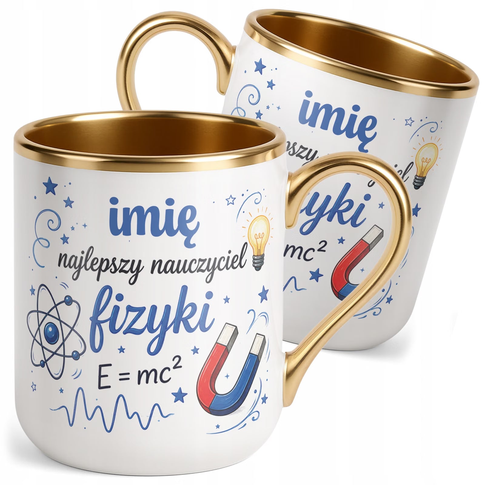 Kubek Premium Złoty z Imieniem Dzień Nauczyciela Fizyka Prezent