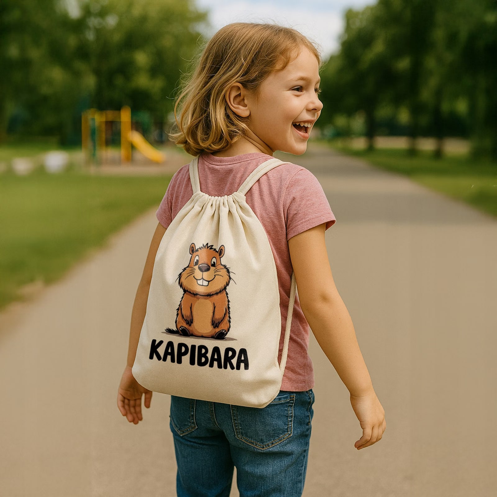 Zestaw Kubek + Plecak Kapibara Capybara Zwierzak Słodki Dla Dzieci Prezent