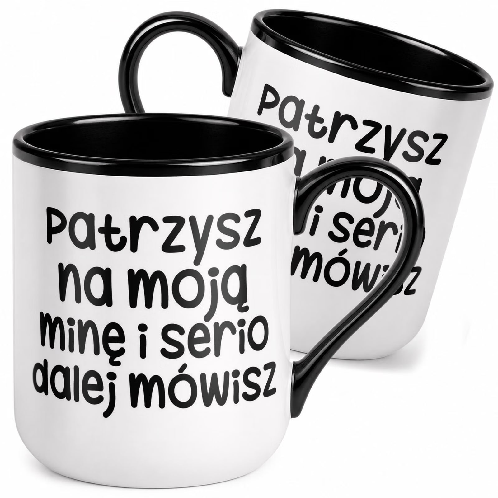 Kubek z nadrukiem Premium Czarny Serio Dalej Mówisz Upominek Prezent