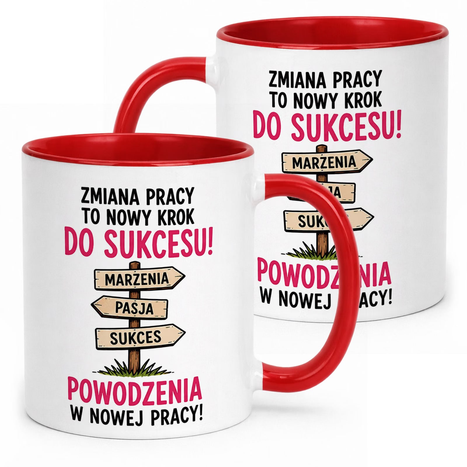 Kubek Czerwony z nadrukiem Pożegnanie Odejście z Pracy Upominek Prezent