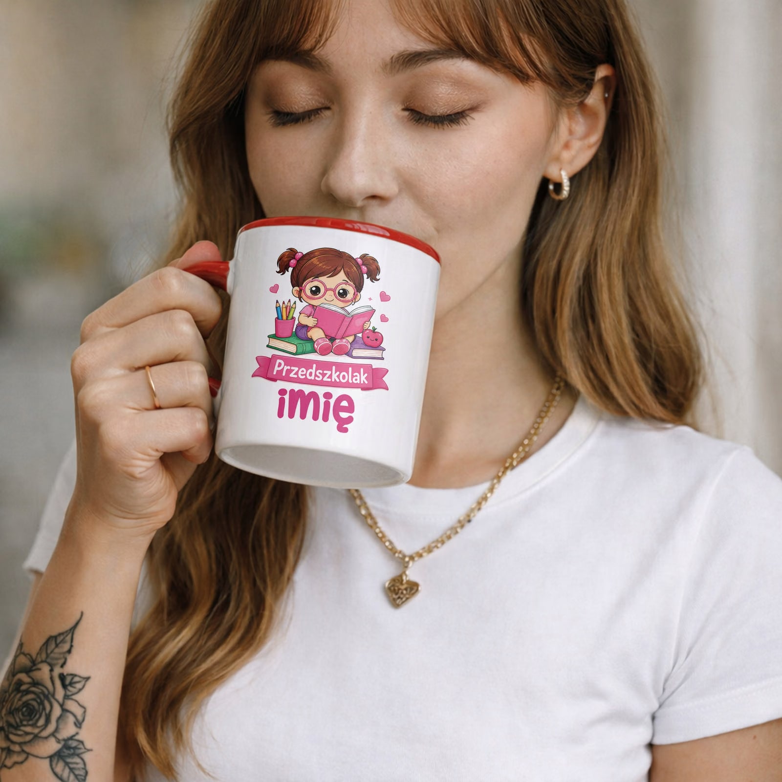 Zestaw Personalizowany Plecak Worek Kubek Czerwony Przedszkolak Prezent