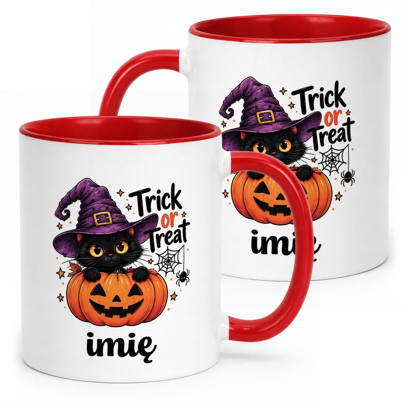 Kubek Czerwony Personalizowany z Nadrukiem Halloween Jesień Prezent