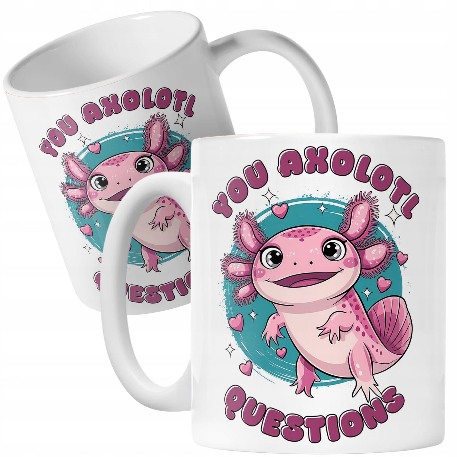 Kubek z uśmiechniętym płazem Aksolotl Axolotl Różowy Zwierzak Viral Trend