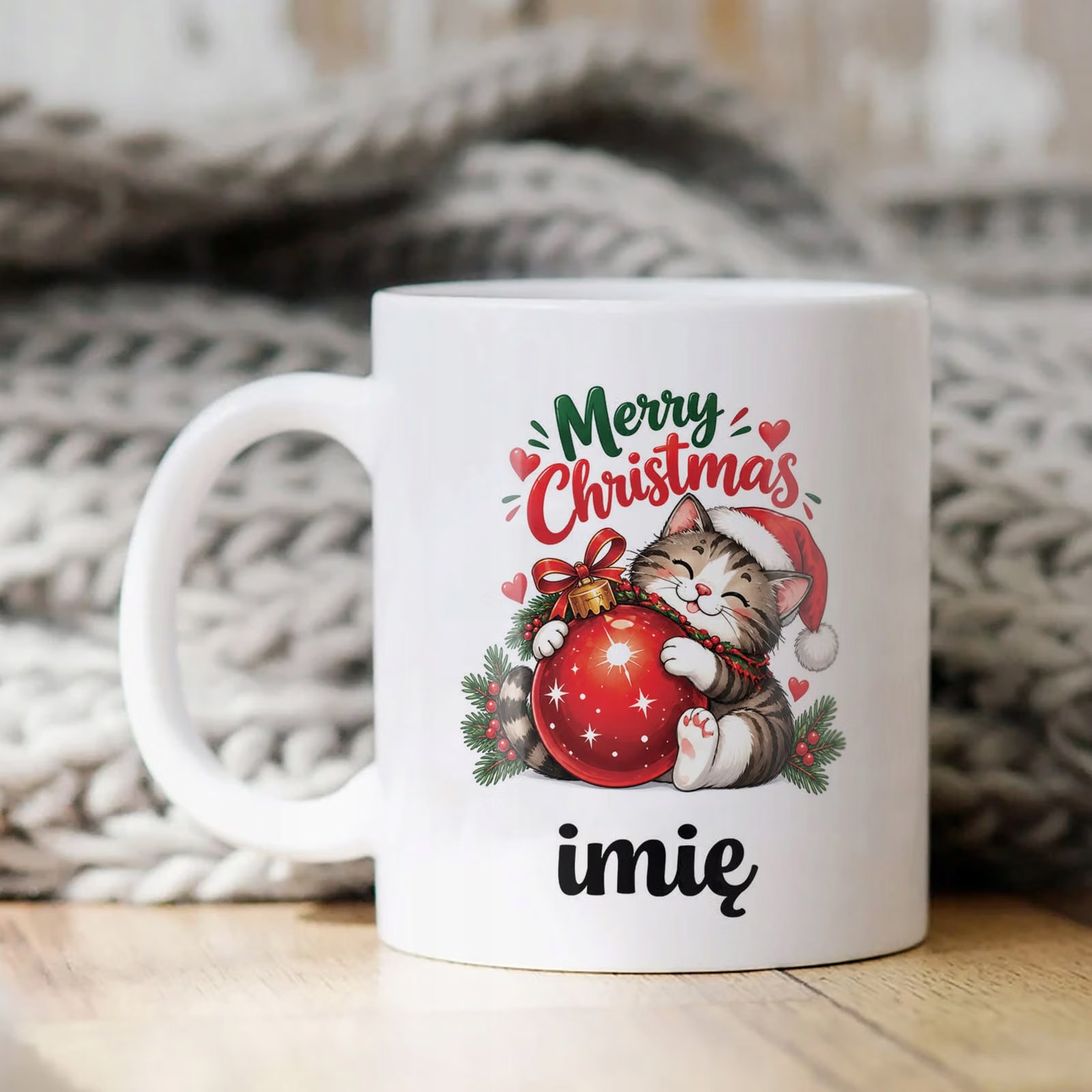 Kubek Biały Personalizowany z Nadrukiem Boże Narodzenie Święta Prezent