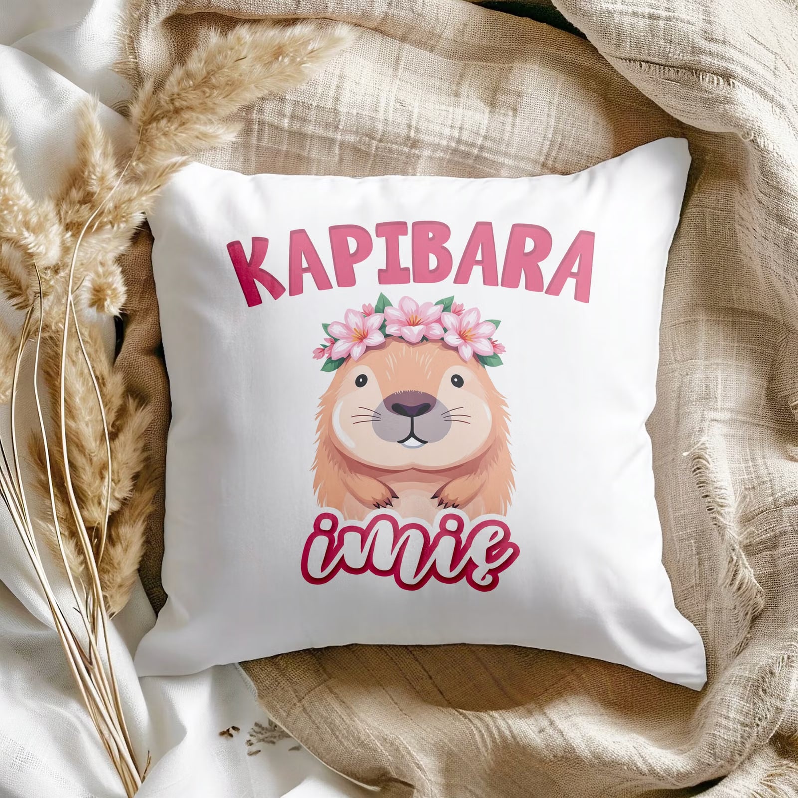 Poduszka 38x38cm Personalizowana Kapibara Capybara Zwierzak Dla Dzieci