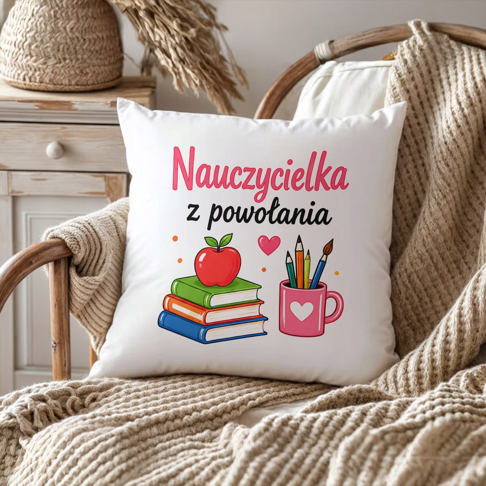 Poduszka Jasiek 38x38cm z Nadrukiem Dzień Nauczyciela Prezent Upominek
